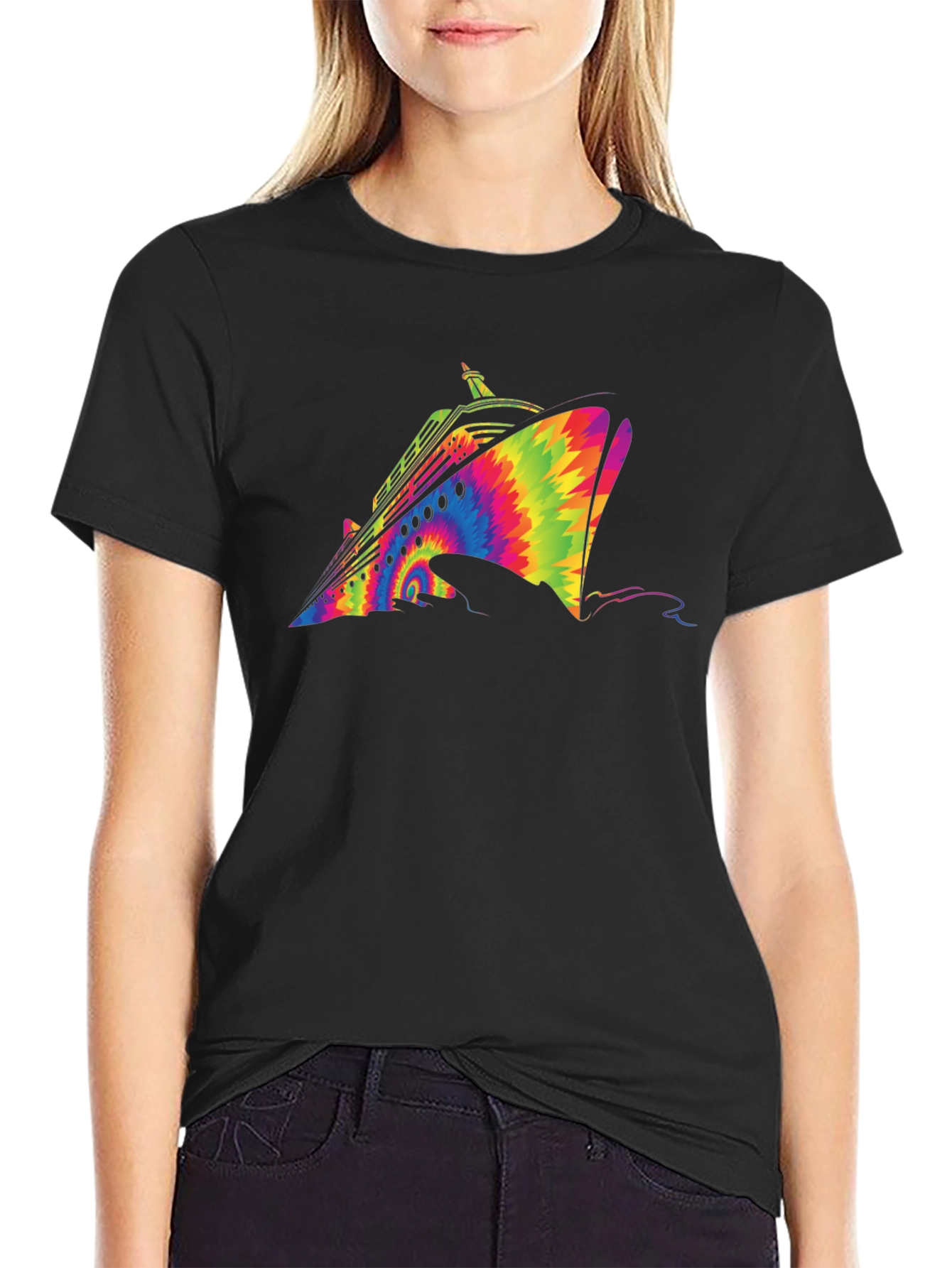 Tie-Dye Cruise Ship Graphic T-Shirt