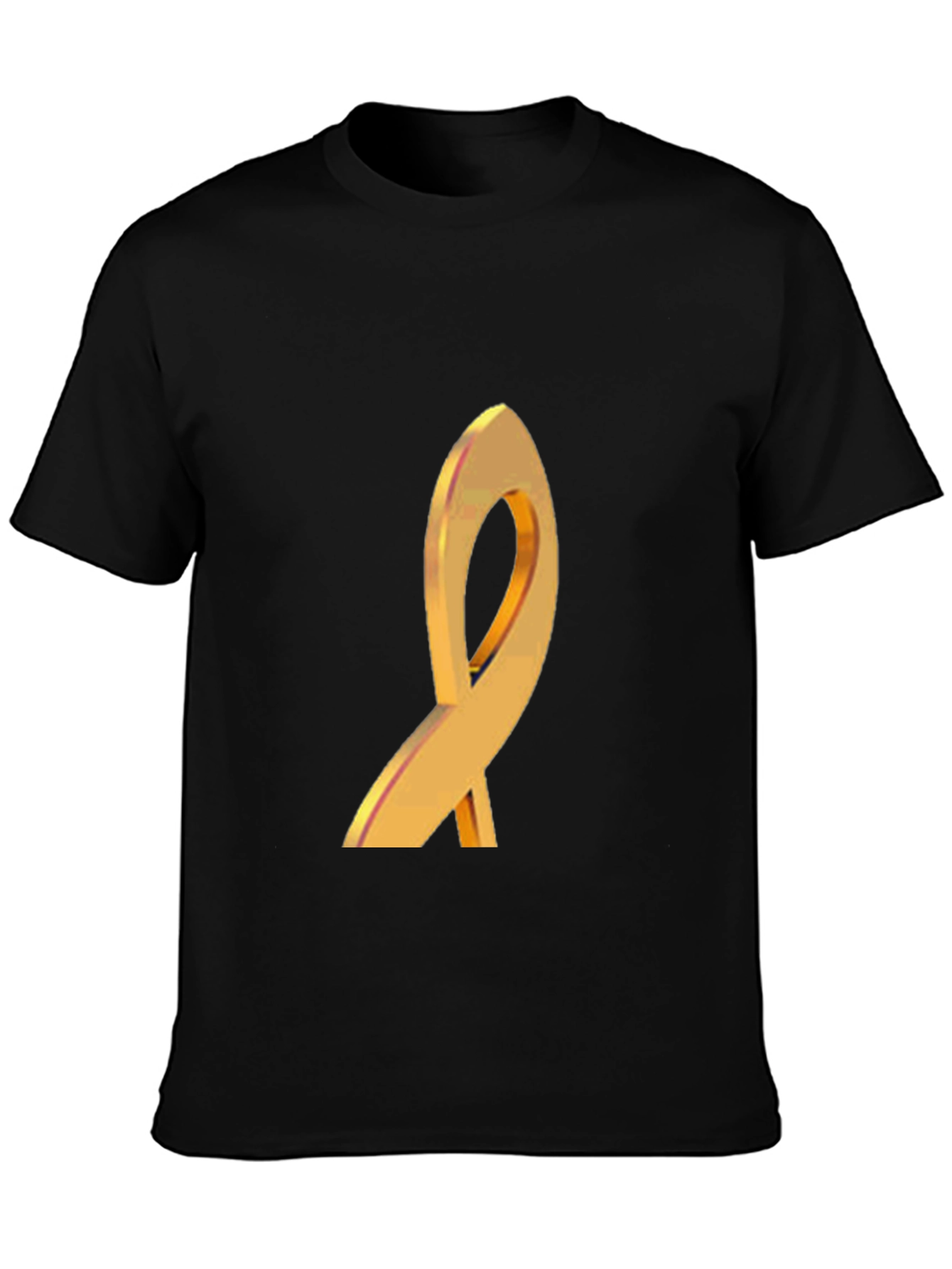 Gold Ribbon Graphic Black T-Shirt