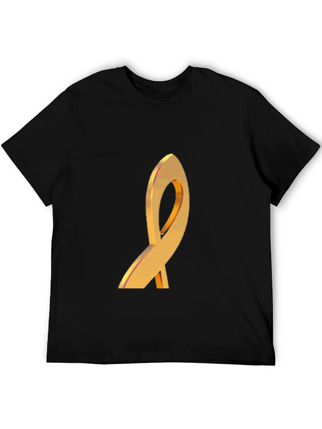 Gold Ribbon Graphic Black T-Shirt