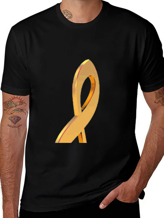 Gold Ribbon Graphic Black T-Shirt