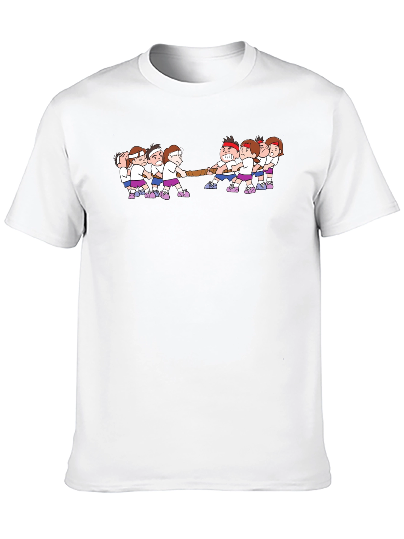 Tug-of-War Cartoon Graphic Black T-Shirt
