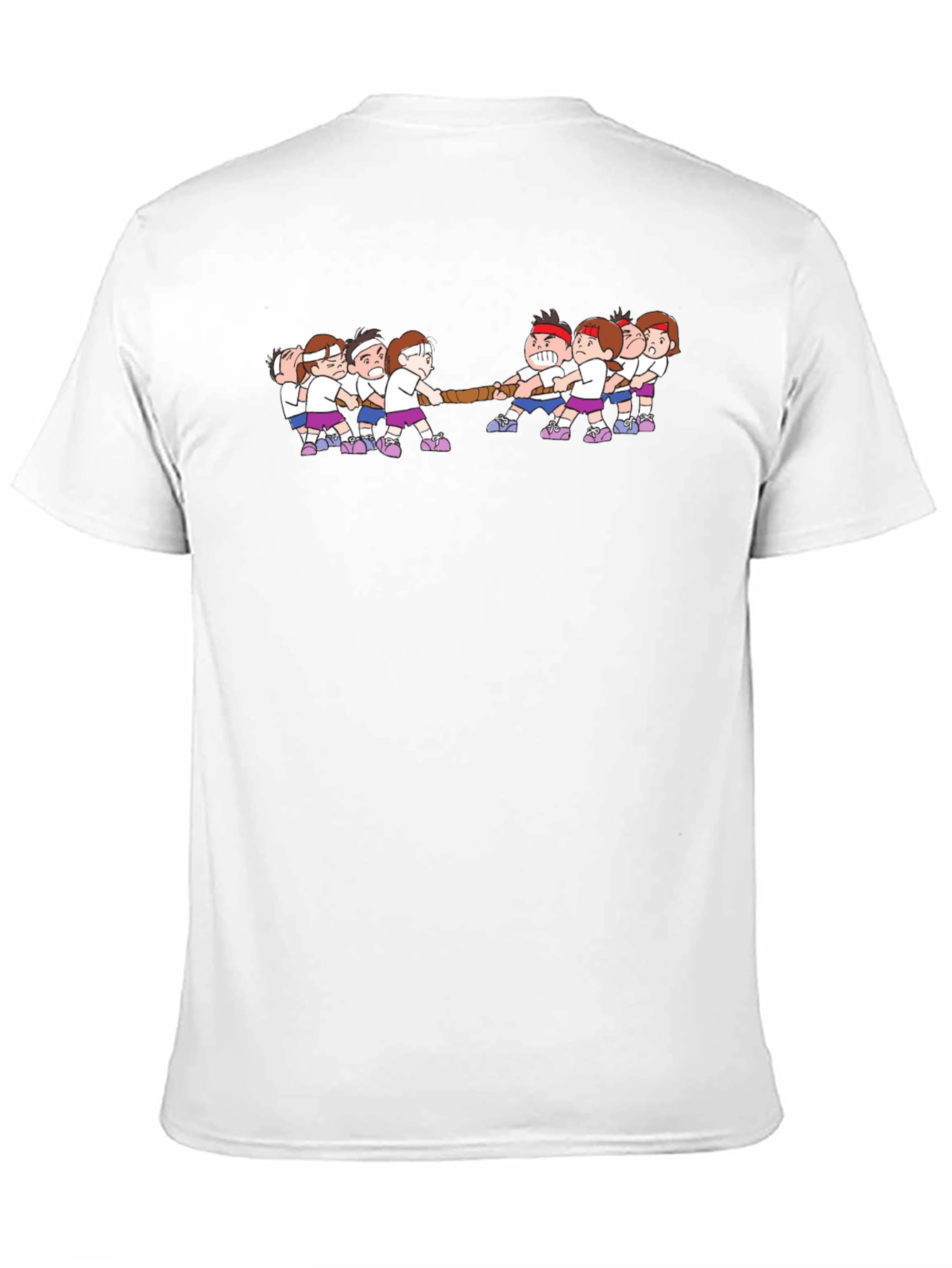 Tug-of-War Cartoon Graphic Black T-Shirt