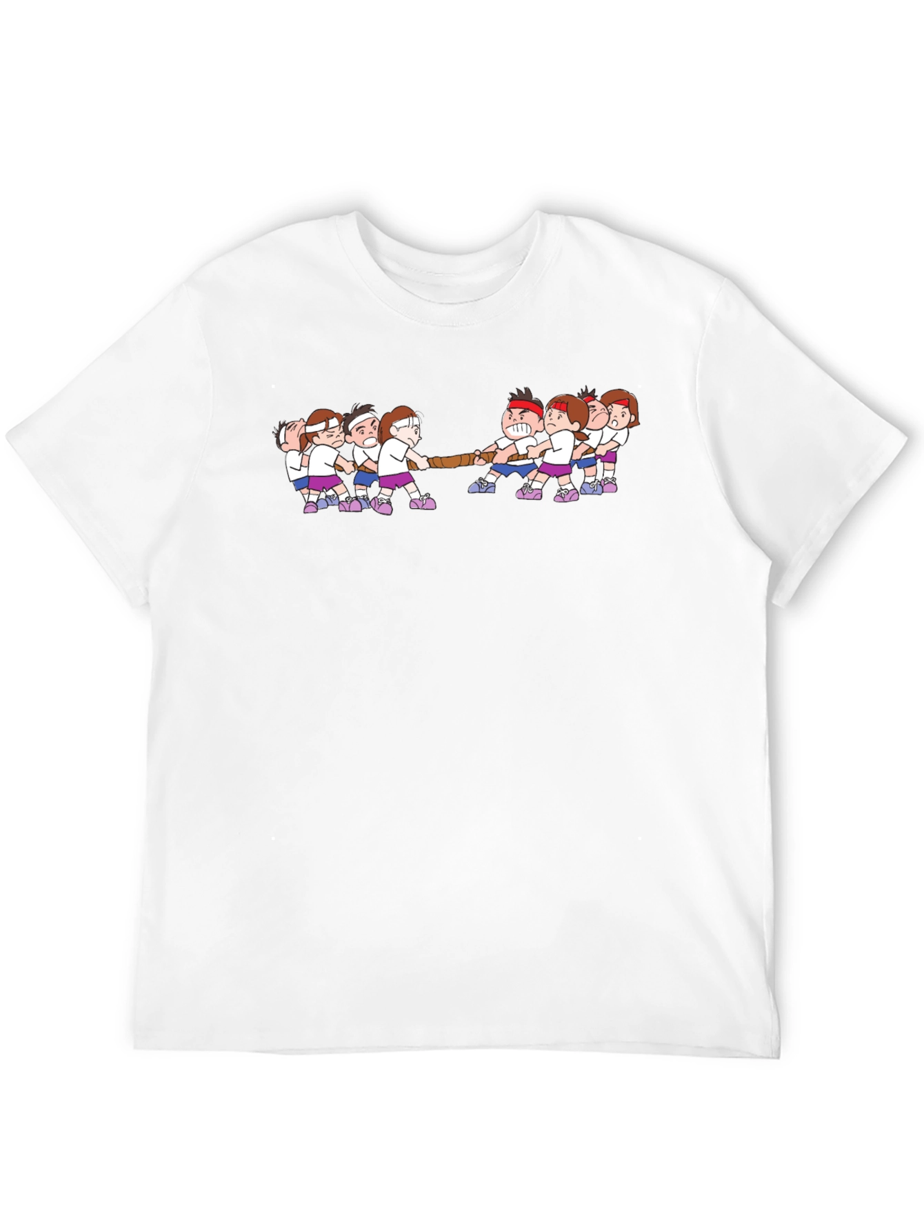 Tug-of-War Cartoon Graphic Black T-Shirt