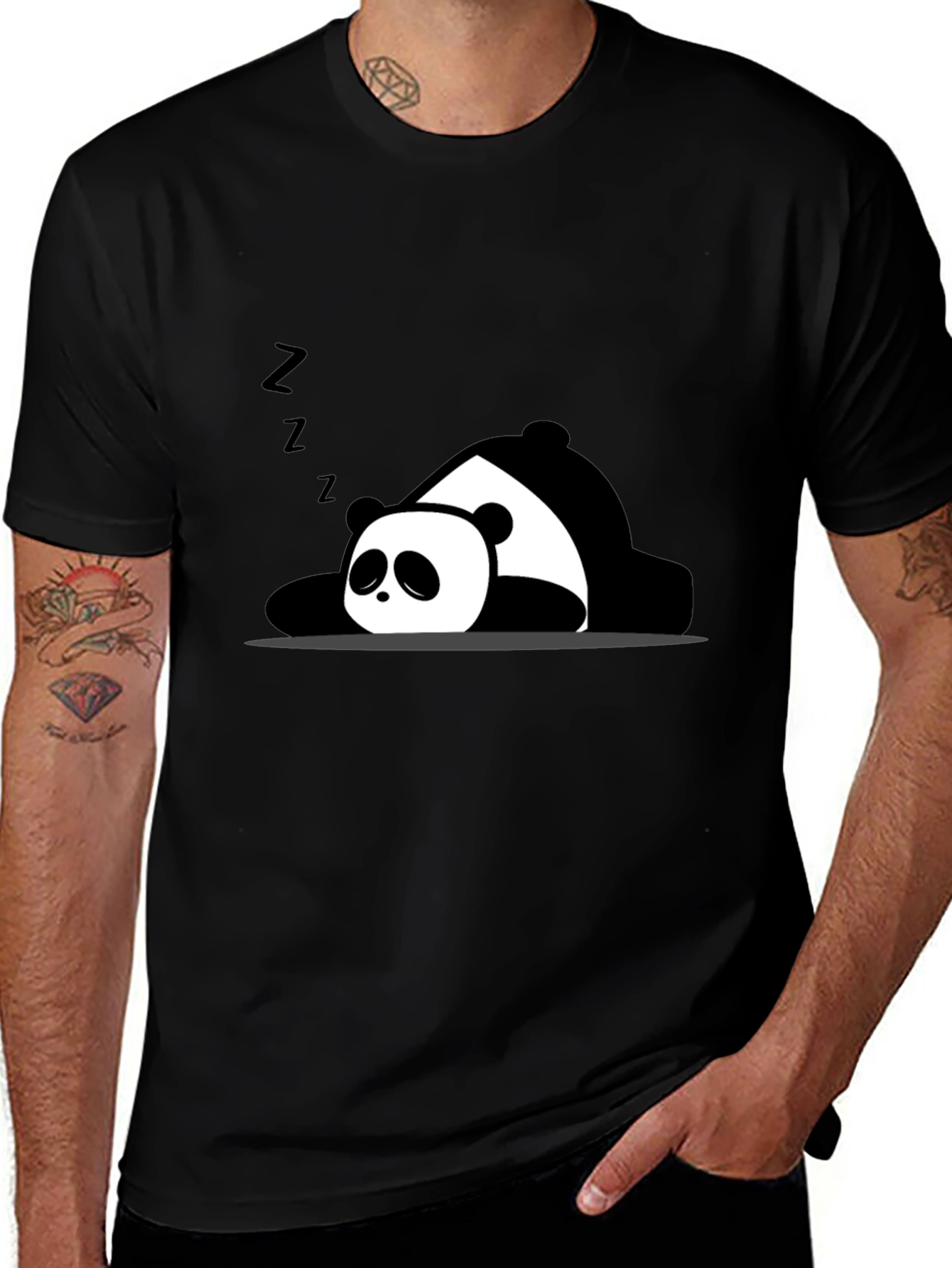 Lazy Panda Graphic T-Shirt - Black Cotton Tee