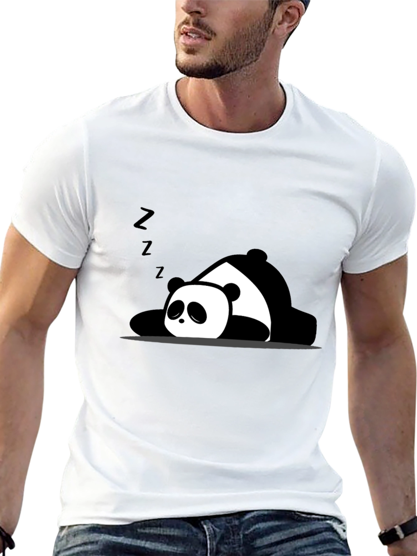 Lazy Panda Graphic T-Shirt - Black Cotton Tee