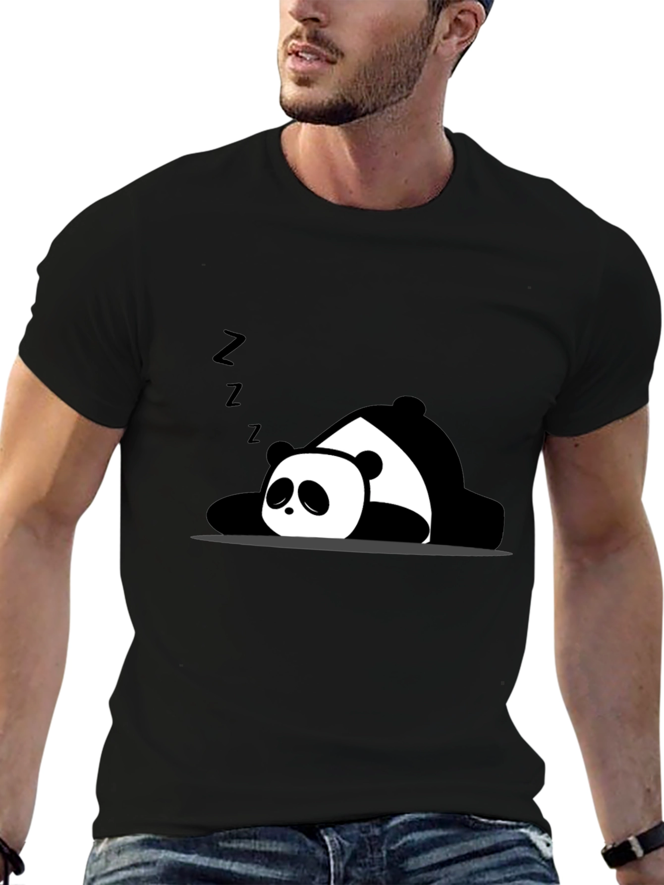Lazy Panda Graphic T-Shirt - Black Cotton Tee