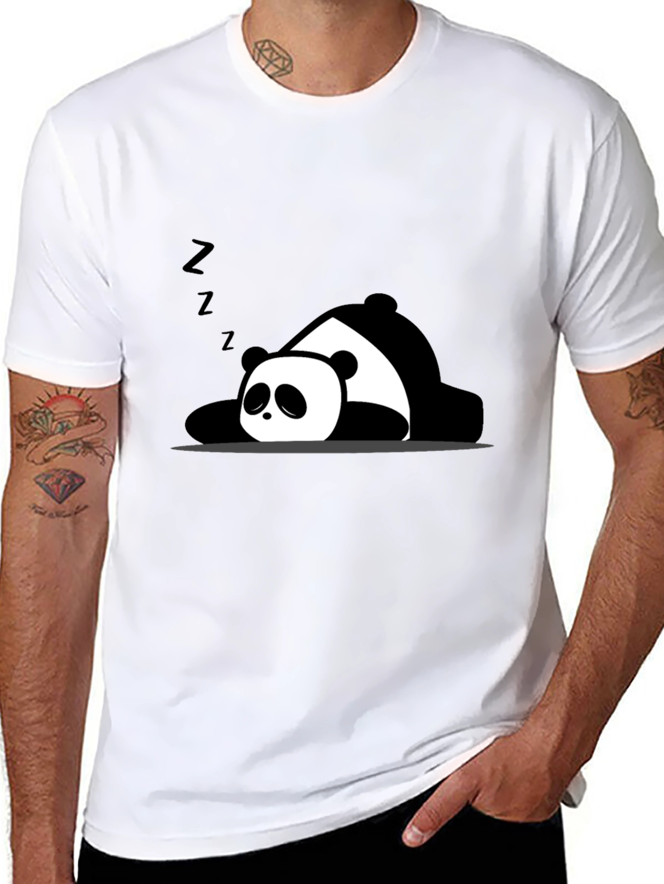 Lazy Panda Graphic T-Shirt - Black Cotton Tee