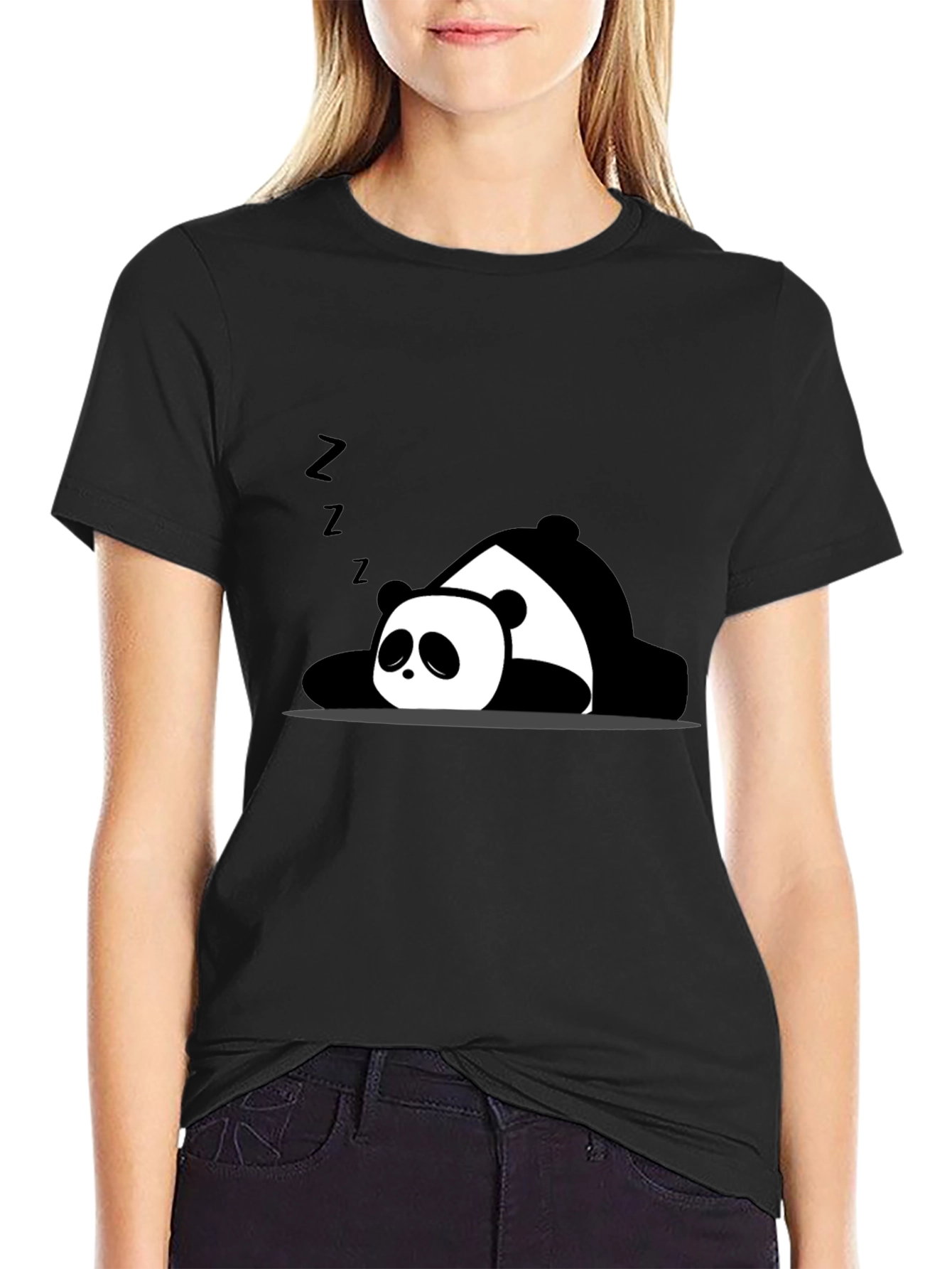 Lazy Panda Graphic T-Shirt - Black Cotton Tee