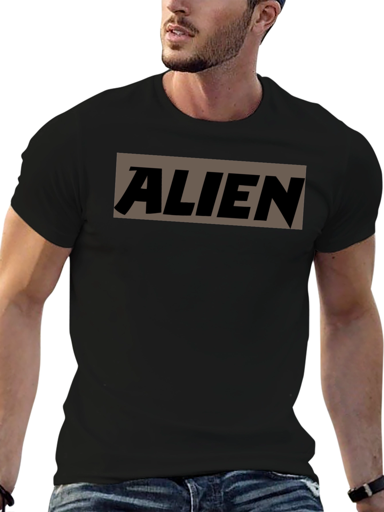 ALIEN Graphic Print Mens Black T-Shirt