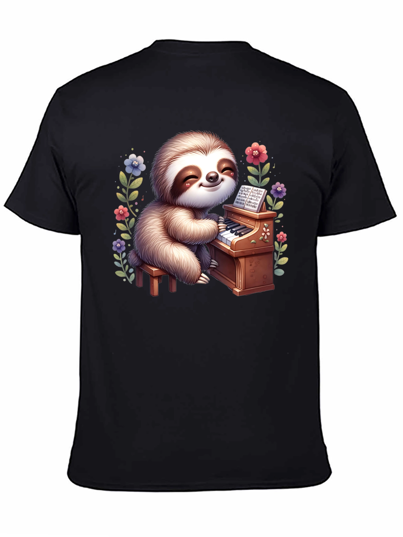 Sloth Pianist Graphic Tee - Cute & Unique!