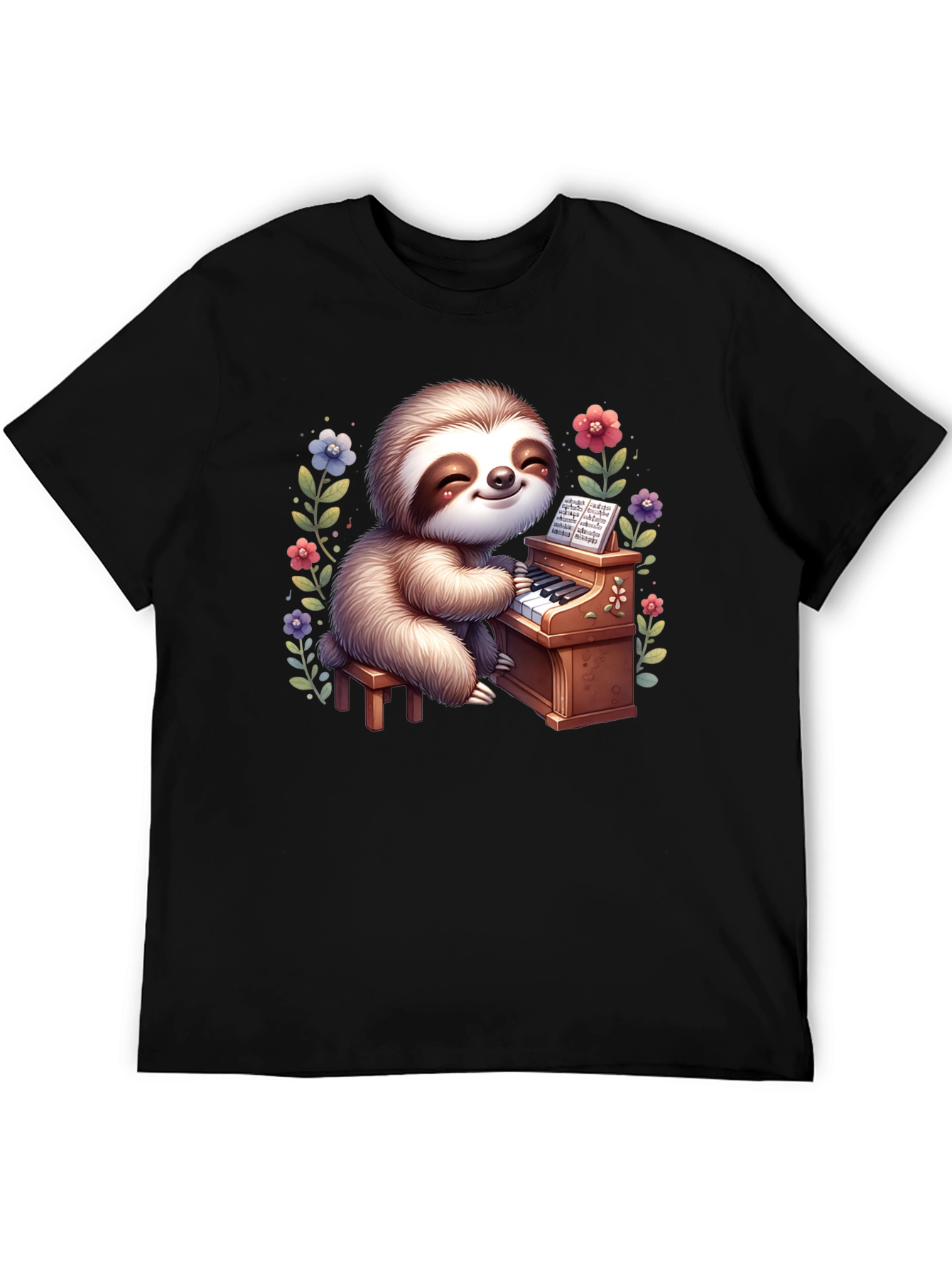 Sloth Pianist Graphic Tee - Cute & Unique!