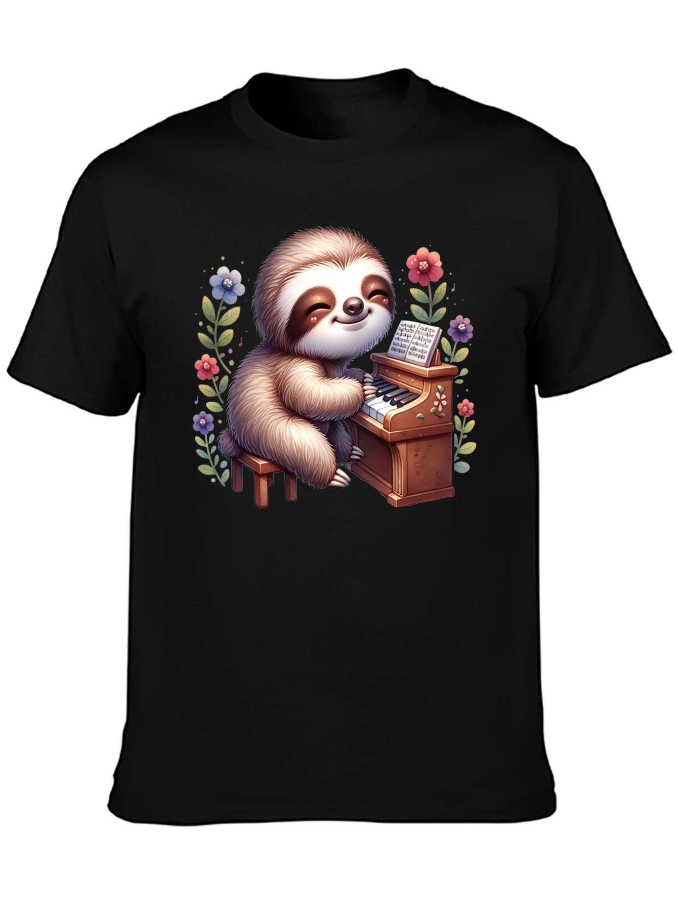 Sloth Pianist Graphic Tee - Cute & Unique!