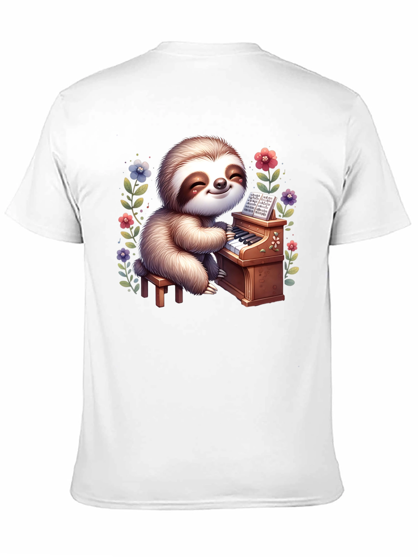 Sloth Pianist Graphic Tee - Cute & Unique!