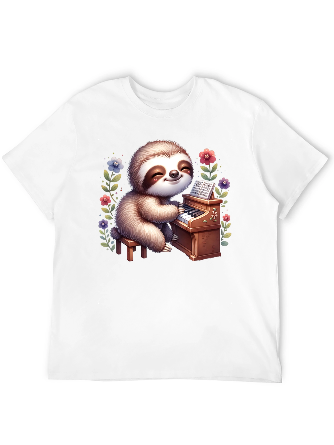 Sloth Pianist Graphic Tee - Cute & Unique!