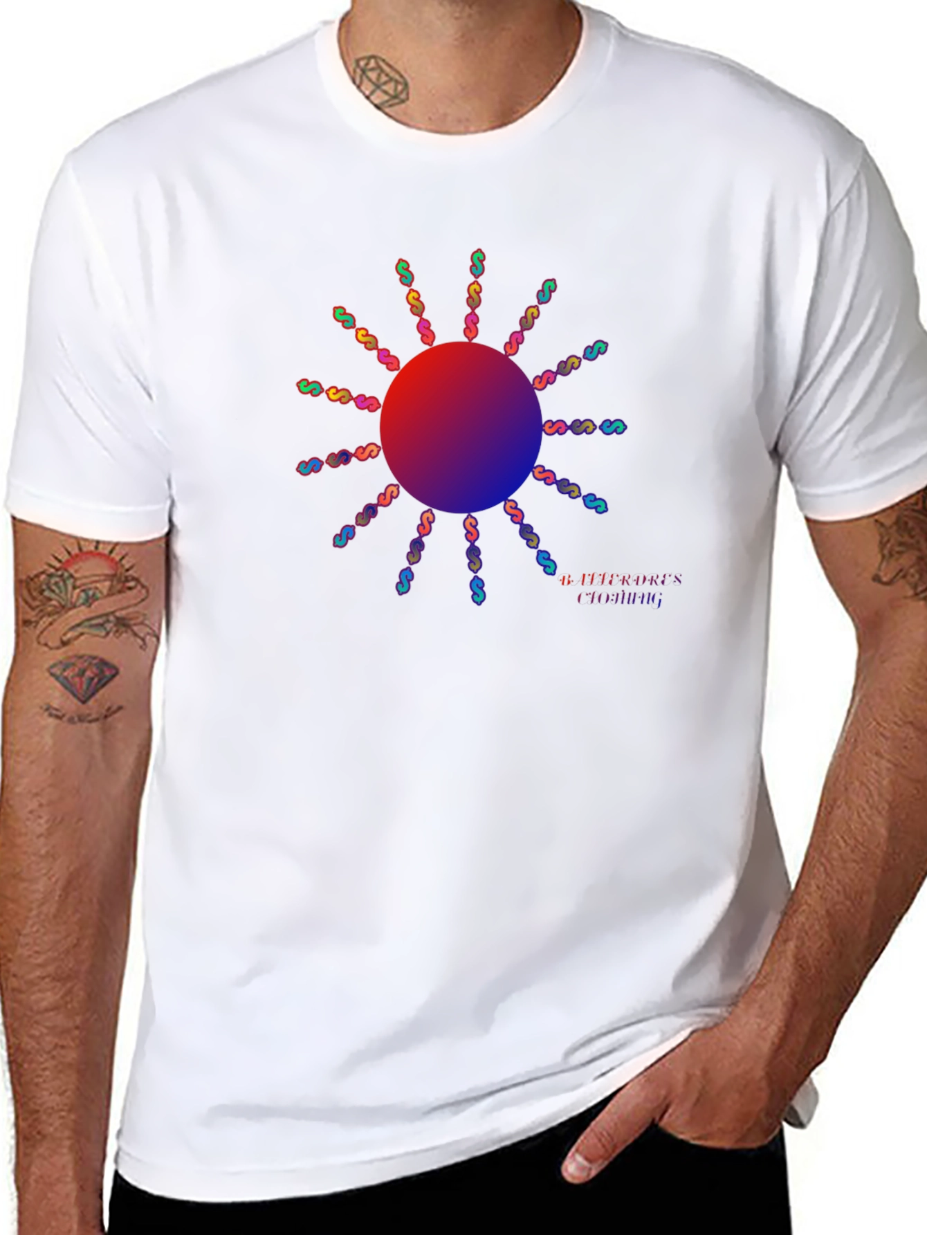 Abstract Dollar Sign Sun Graphic Tee