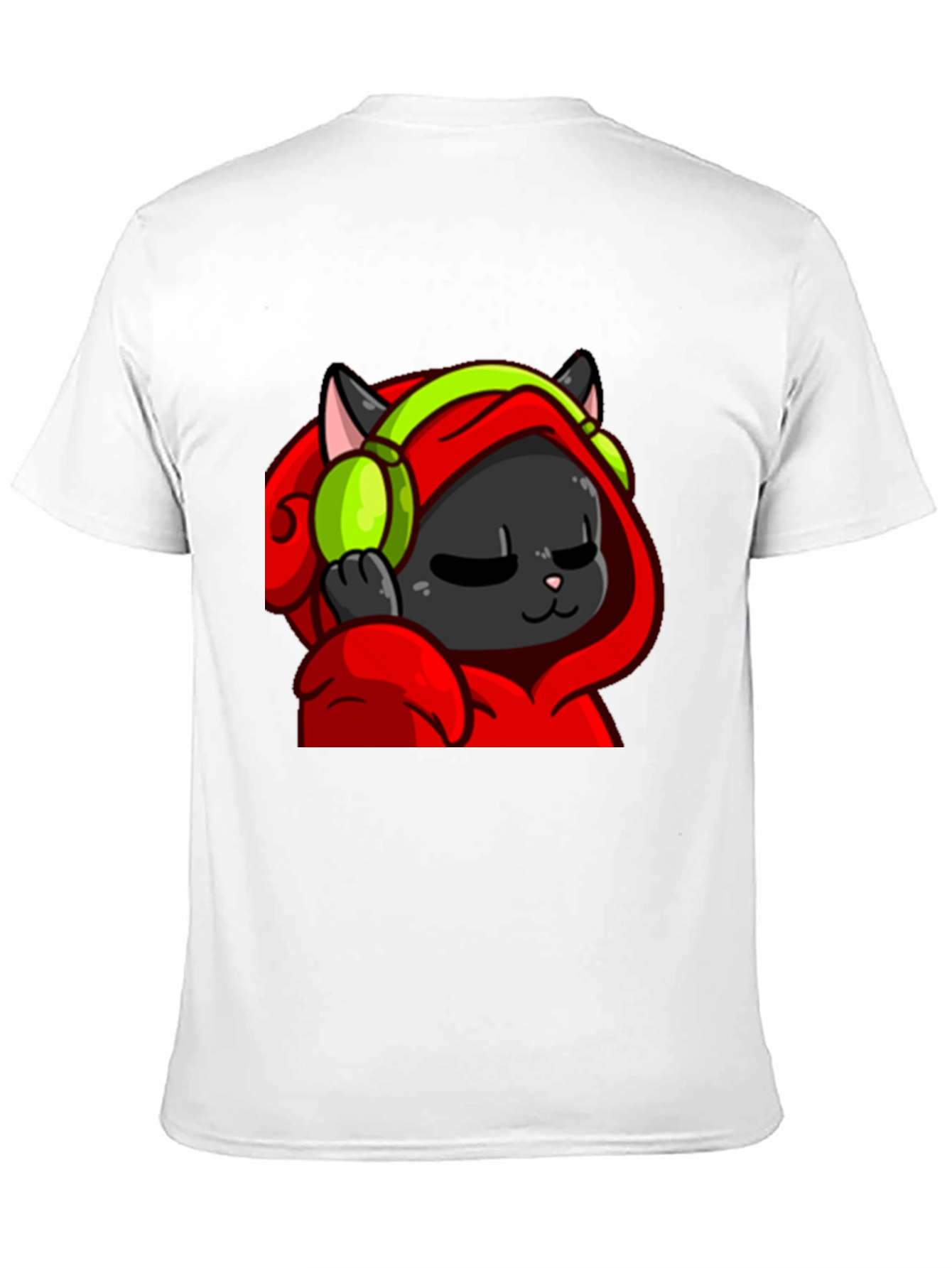 Cool Cat Black T-Shirt - Headphones Hoodie Graphic