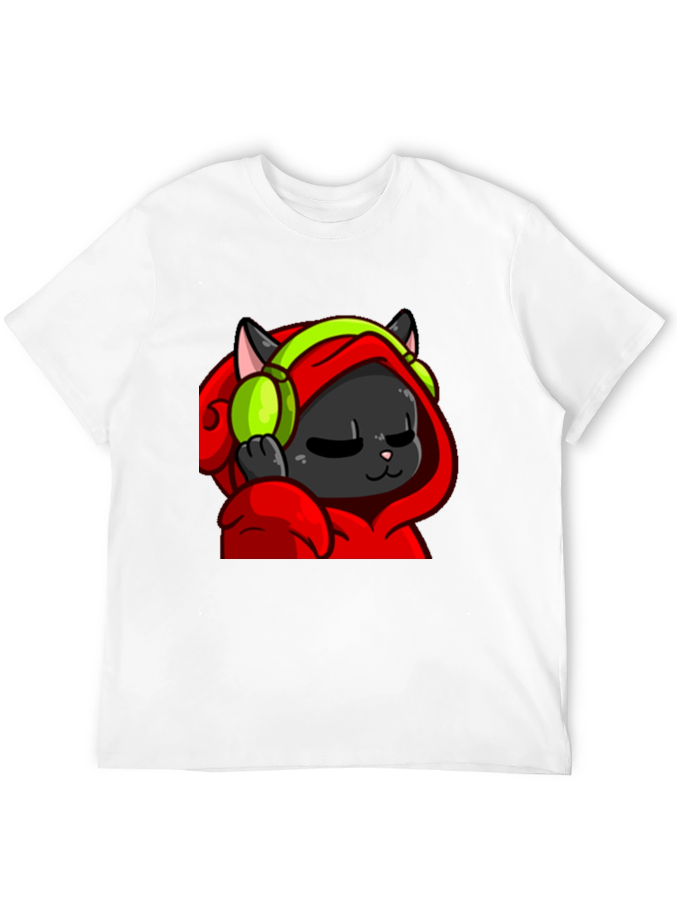 Cool Cat Black T-Shirt - Headphones Hoodie Graphic