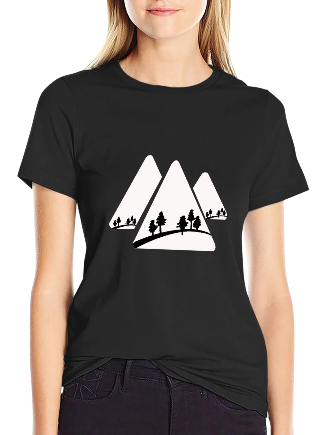 Mountain Peaks & Trees Graphic Tee - Black