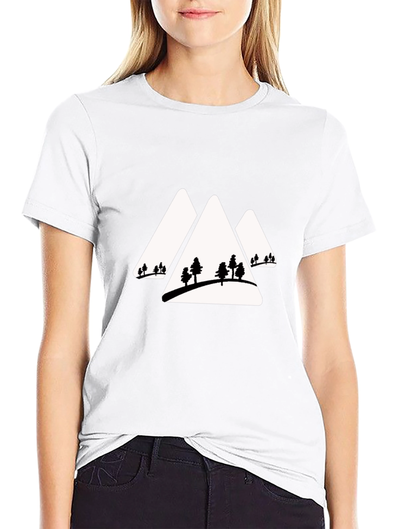 Mountain Peaks & Trees Graphic Tee - Black