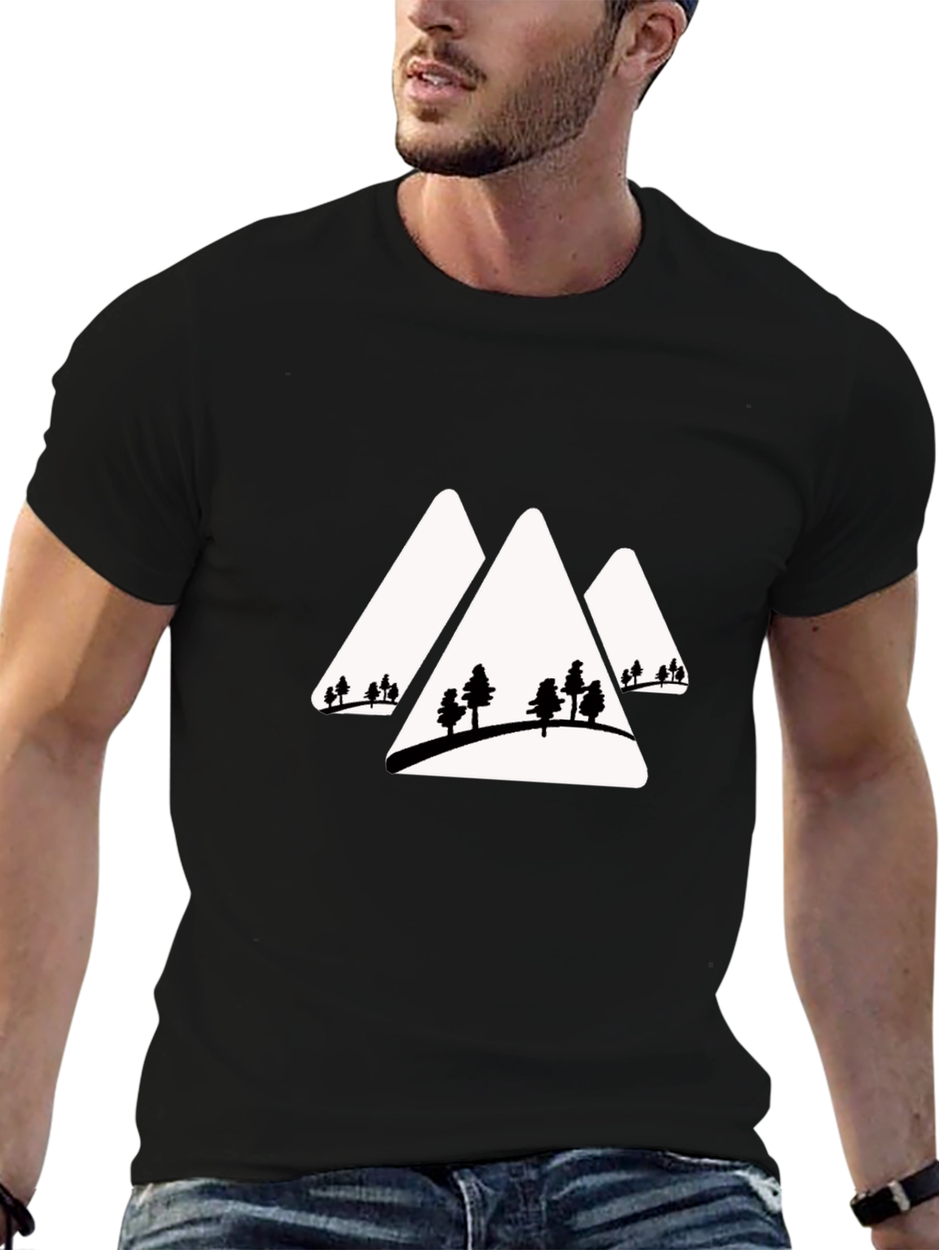 Mountain Peaks & Trees Graphic Tee - Black