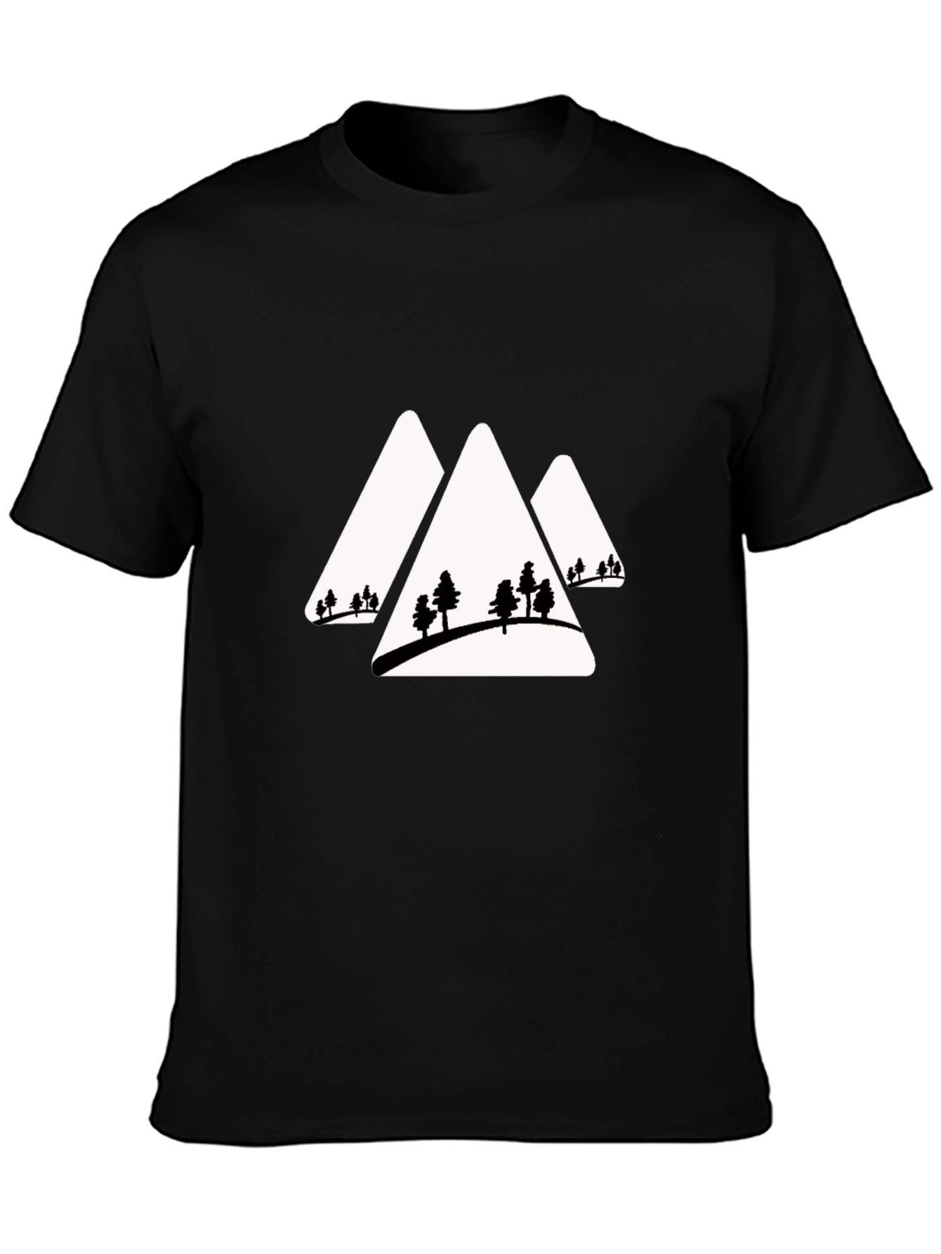 Mountain Peaks & Trees Graphic Tee - Black