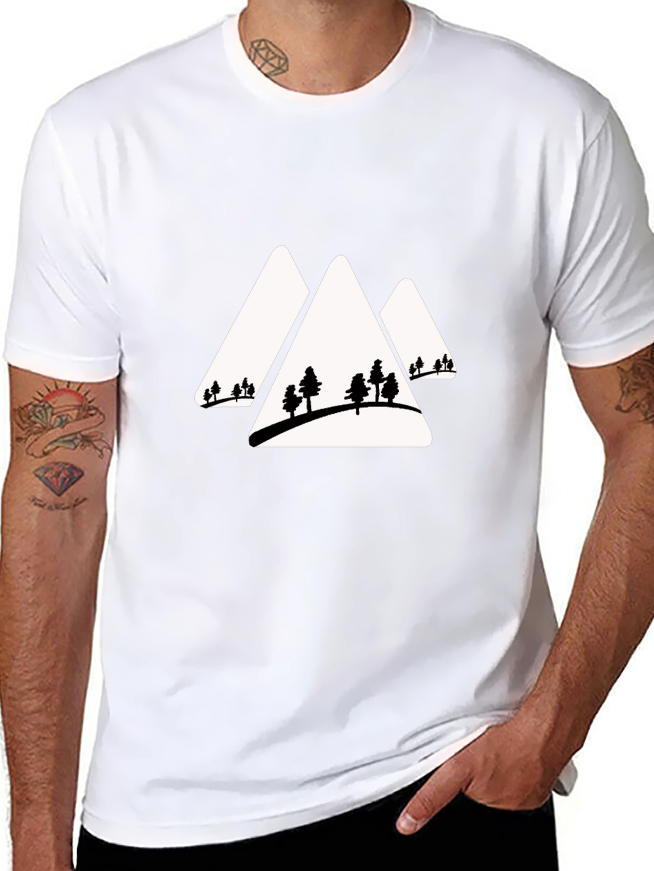 Mountain Peaks & Trees Graphic Tee - Black
