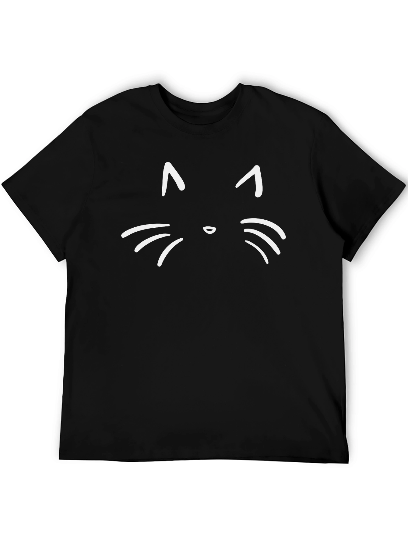 Cute Cat Face Graphic T-Shirt - Black