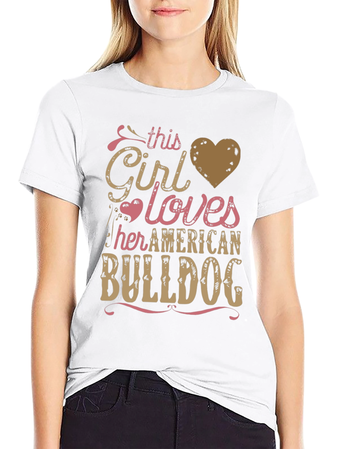Girl Loves American Bulldog T-Shirt