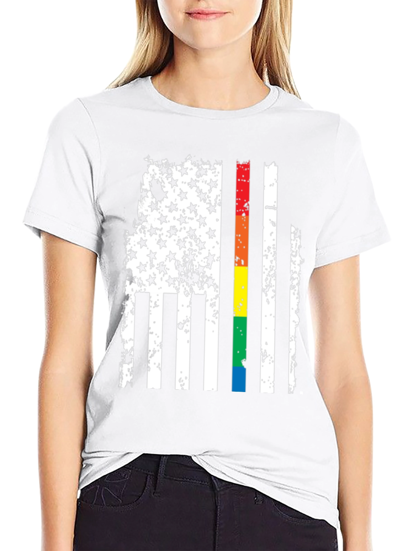 Distressed American Flag LGBTQ Pride T-Shirt