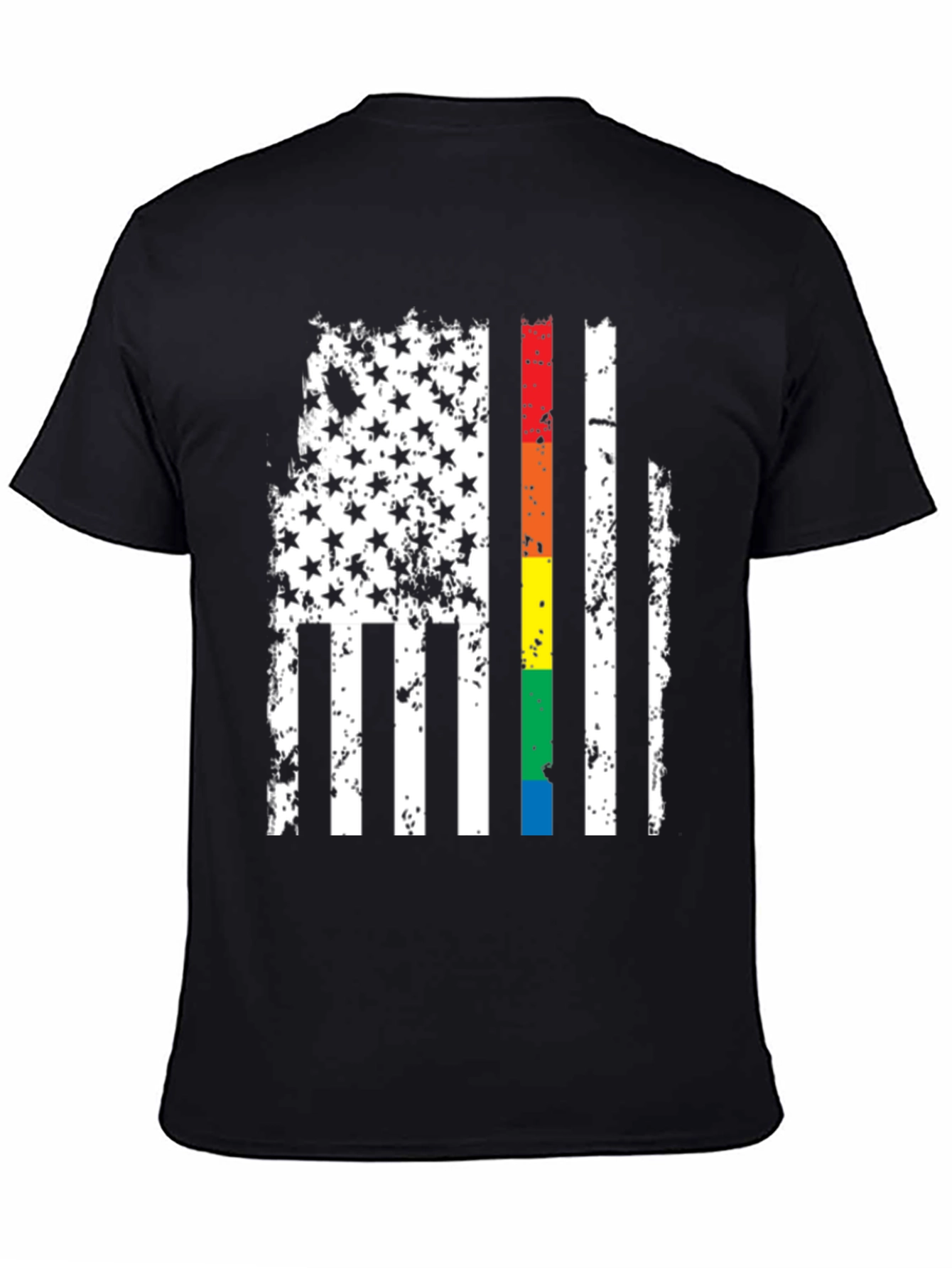 Distressed American Flag LGBTQ Pride T-Shirt