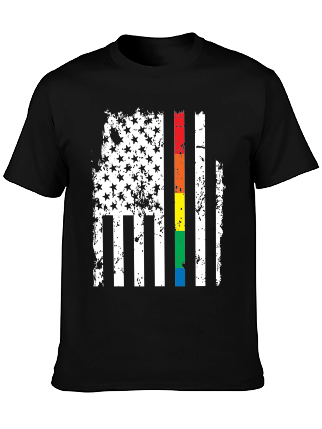 Distressed American Flag LGBTQ Pride T-Shirt