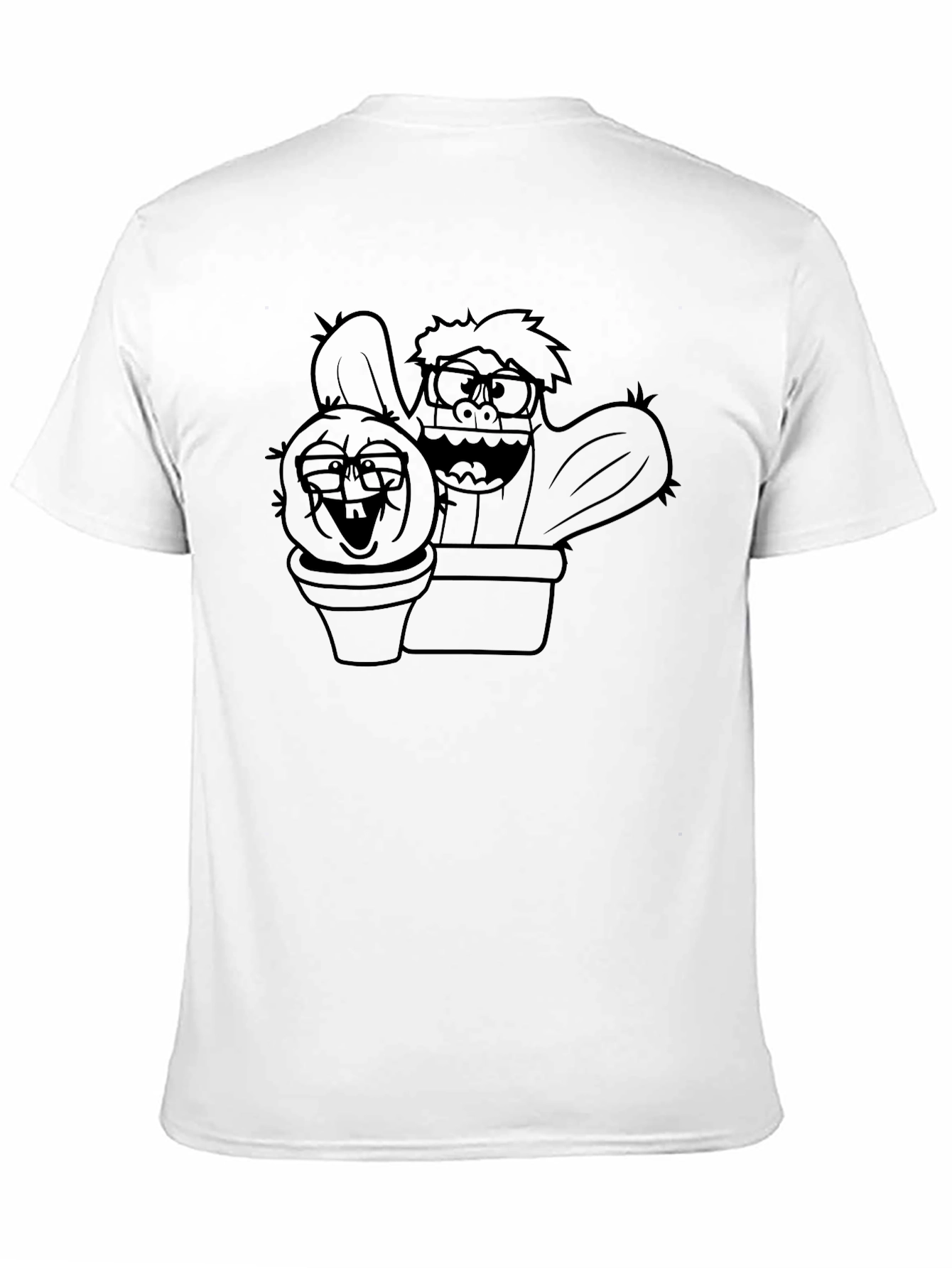 Cartoon Cactus Graphic Tee - Black