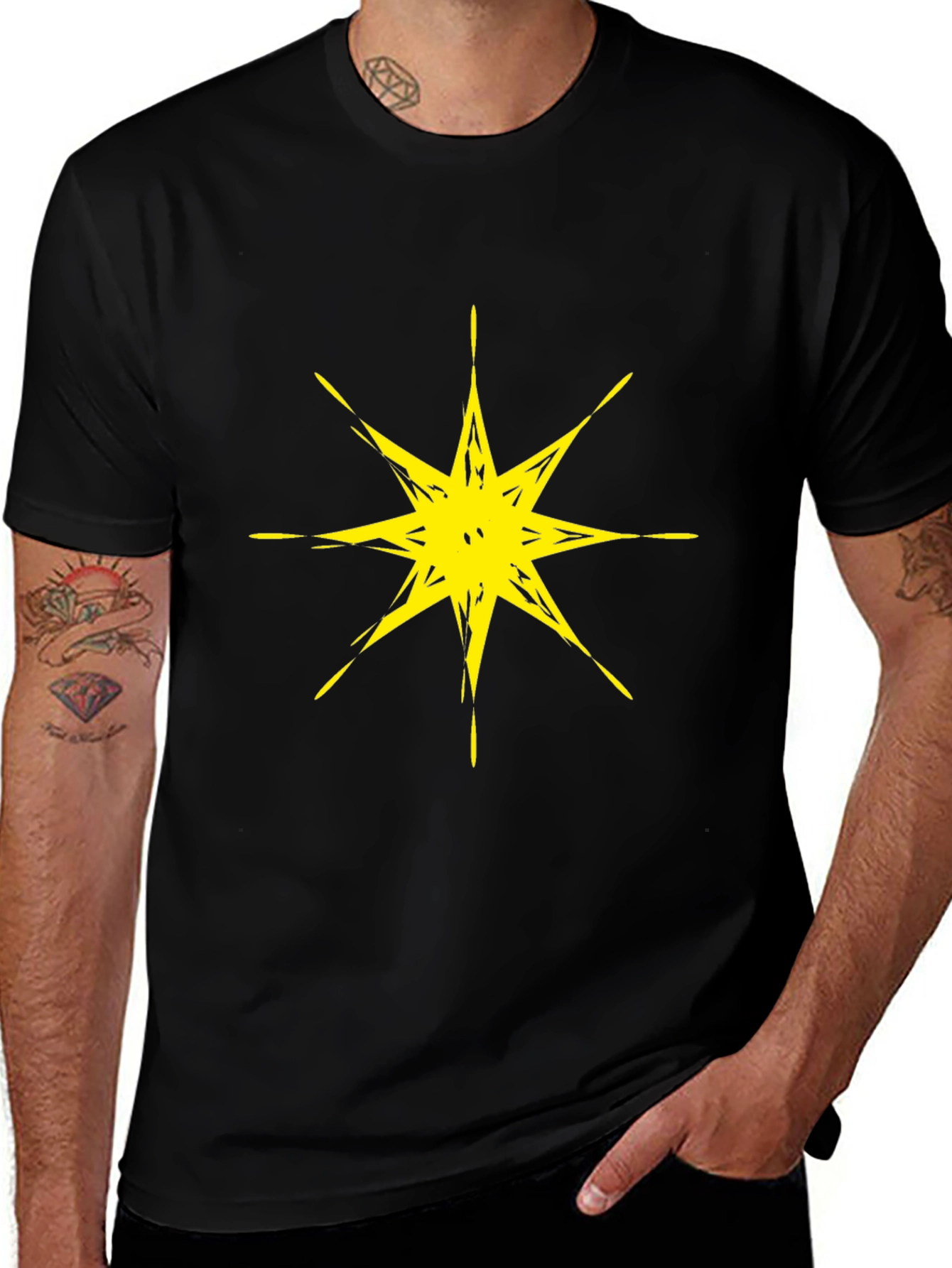 Abstract Star Graphic Black T-Shirt