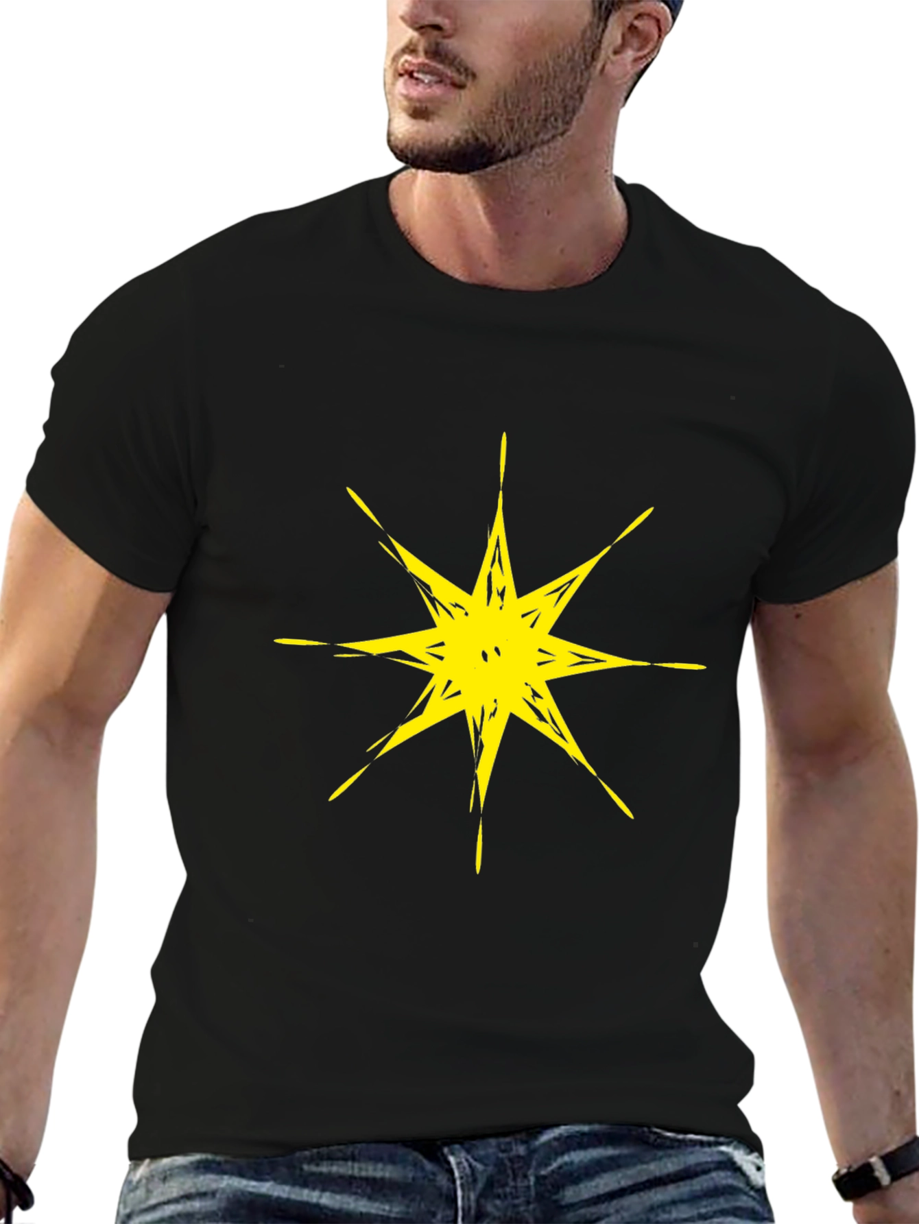 Abstract Star Graphic Black T-Shirt