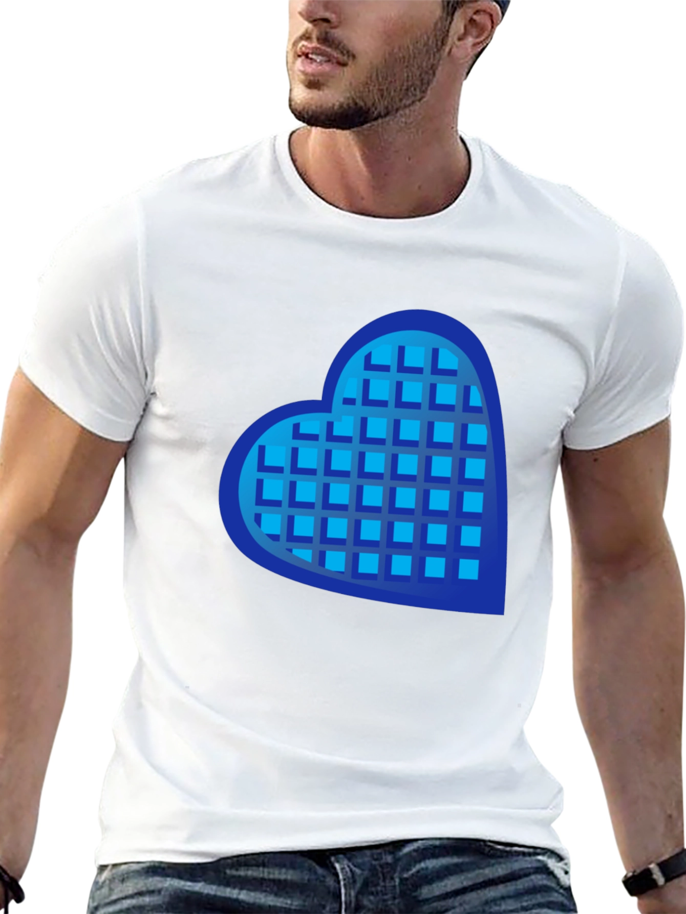 Heart Waffle Graphic Tee - Casual Mens Shirt