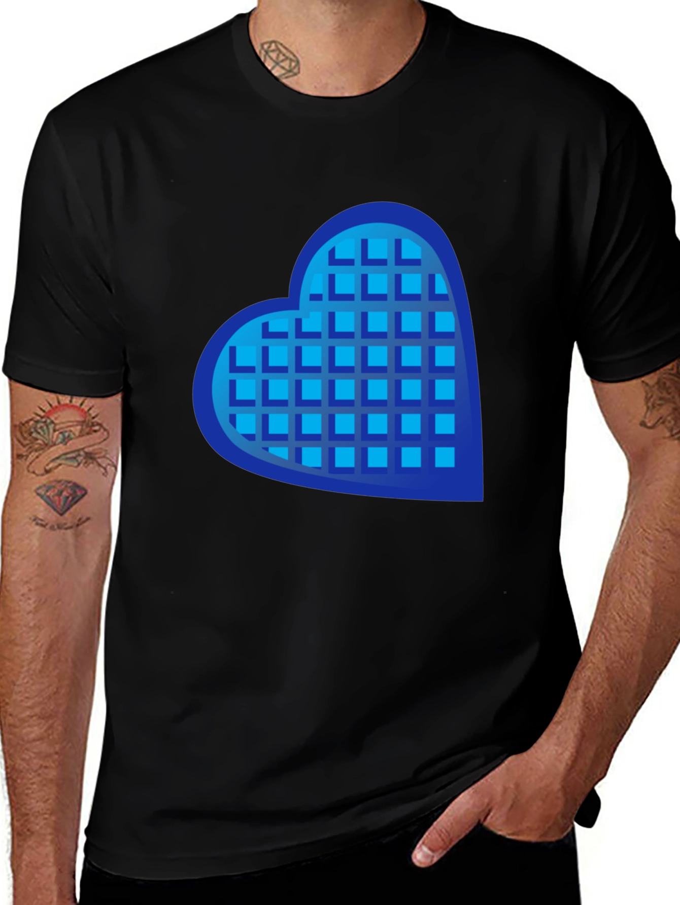 Heart Waffle Graphic Tee - Casual Mens Shirt