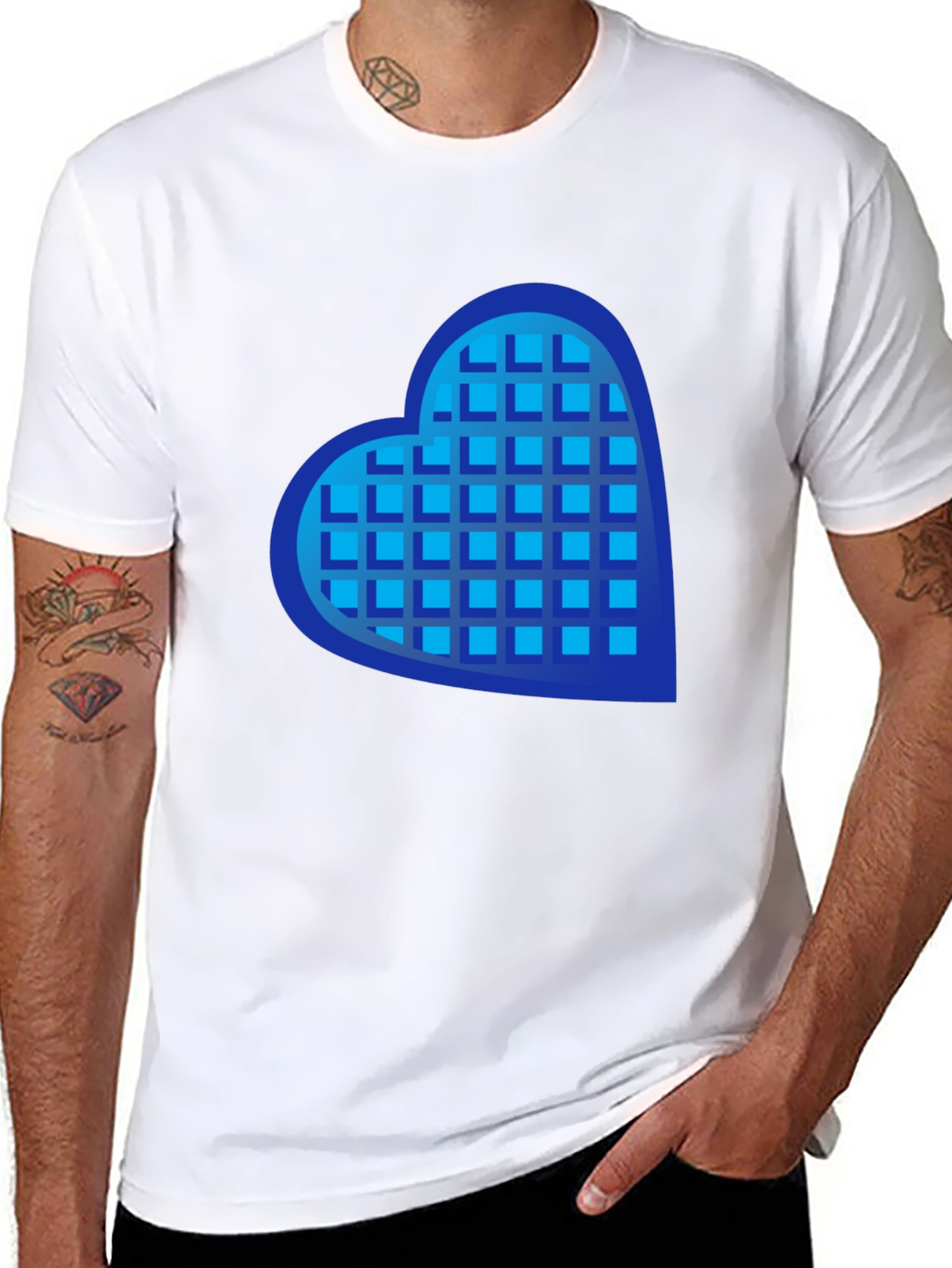 Heart Waffle Graphic Tee - Casual Mens Shirt