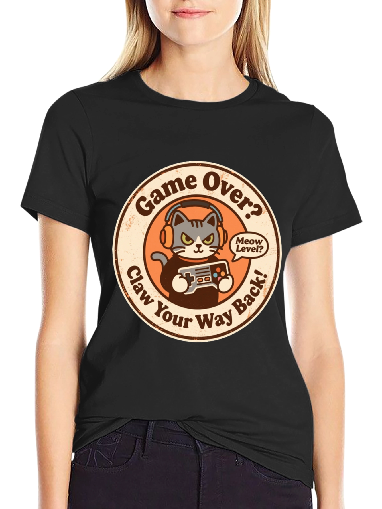 Game Over Cat Gamer T-Shirt