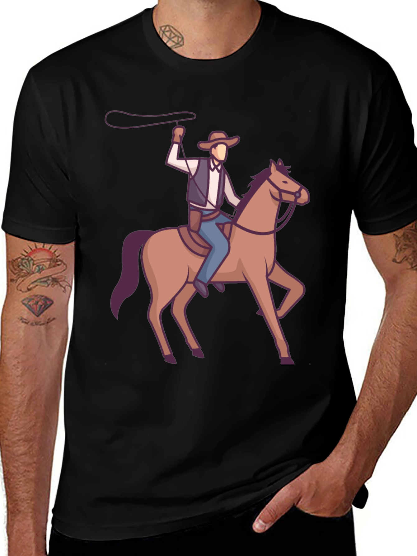 Cowboy on Horseback Graphic T-Shirt