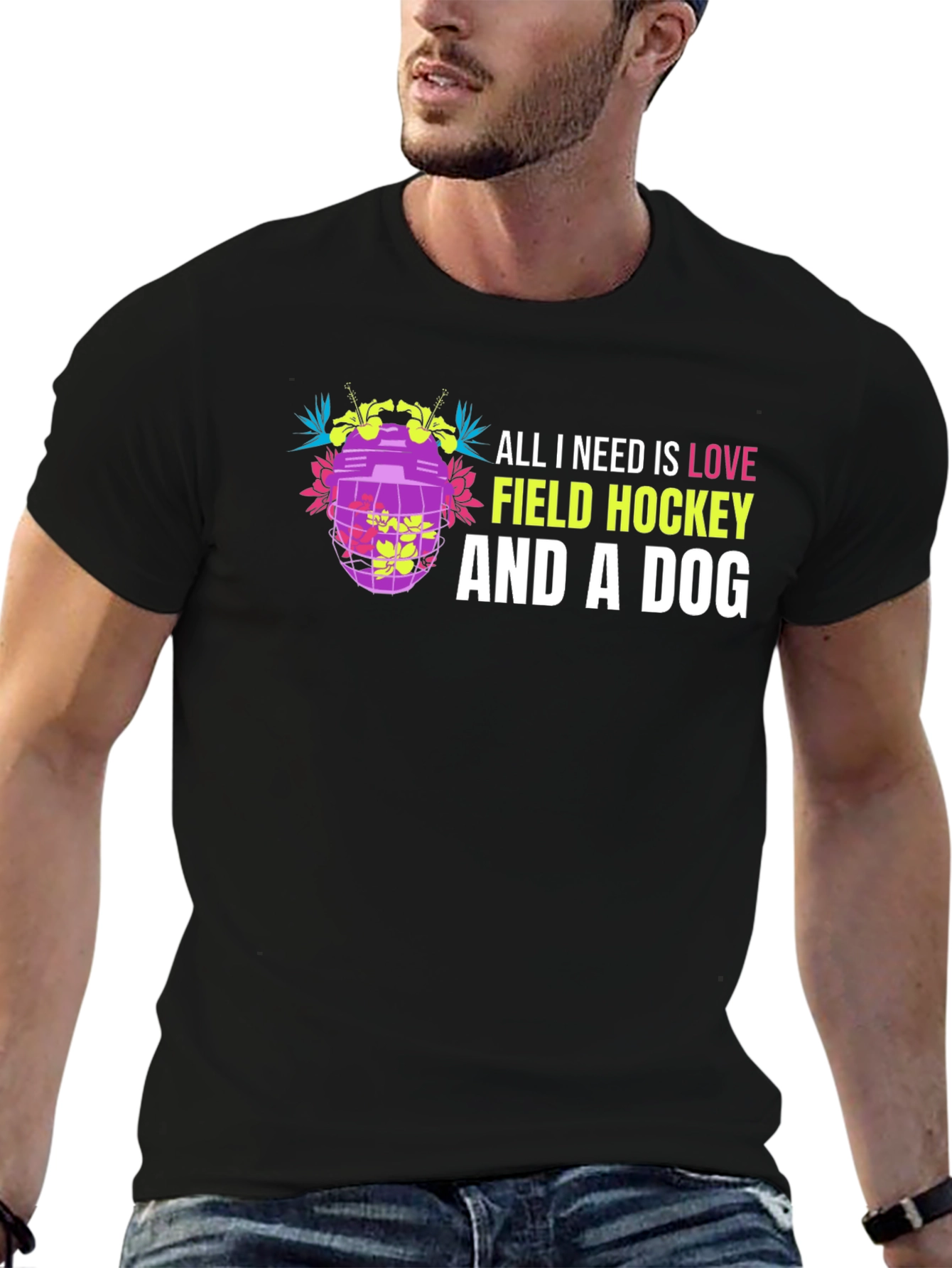 Field Hockey Dog Lover Graphic Tee