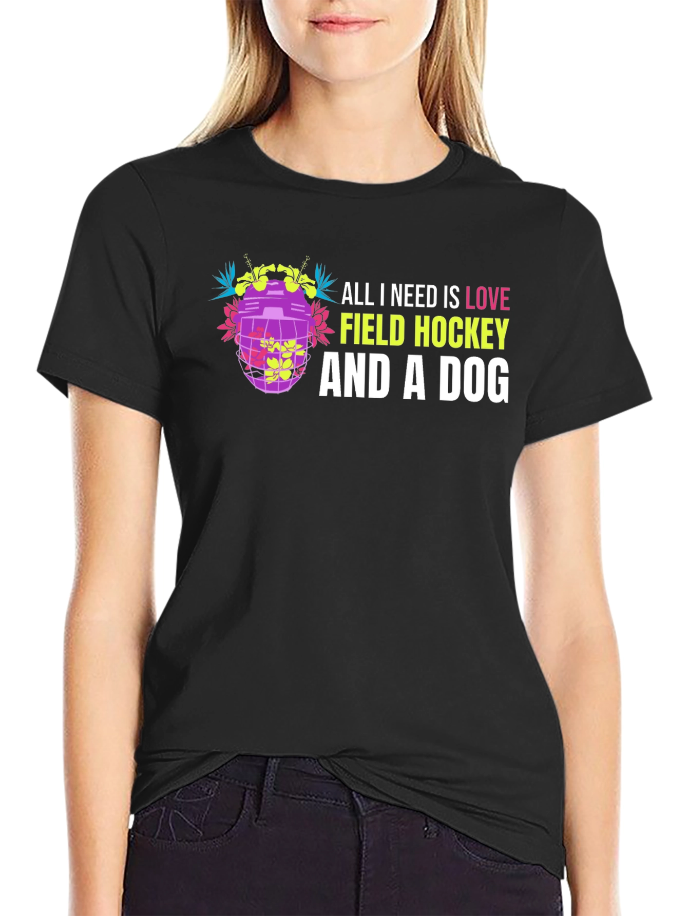 Field Hockey Dog Lover Graphic Tee