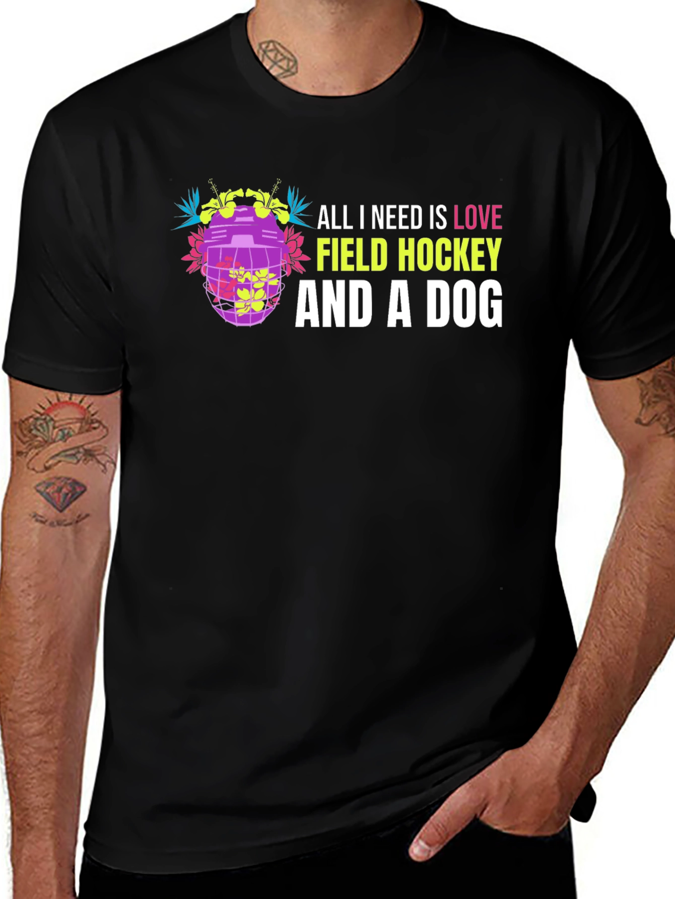 Field Hockey Dog Lover Graphic Tee