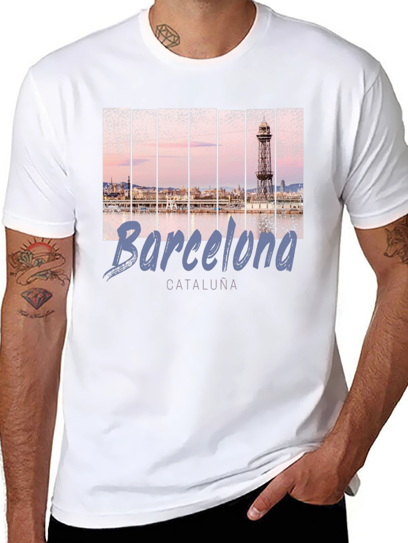 Barcelona Landmark T-Shirt - Mens Black Tee