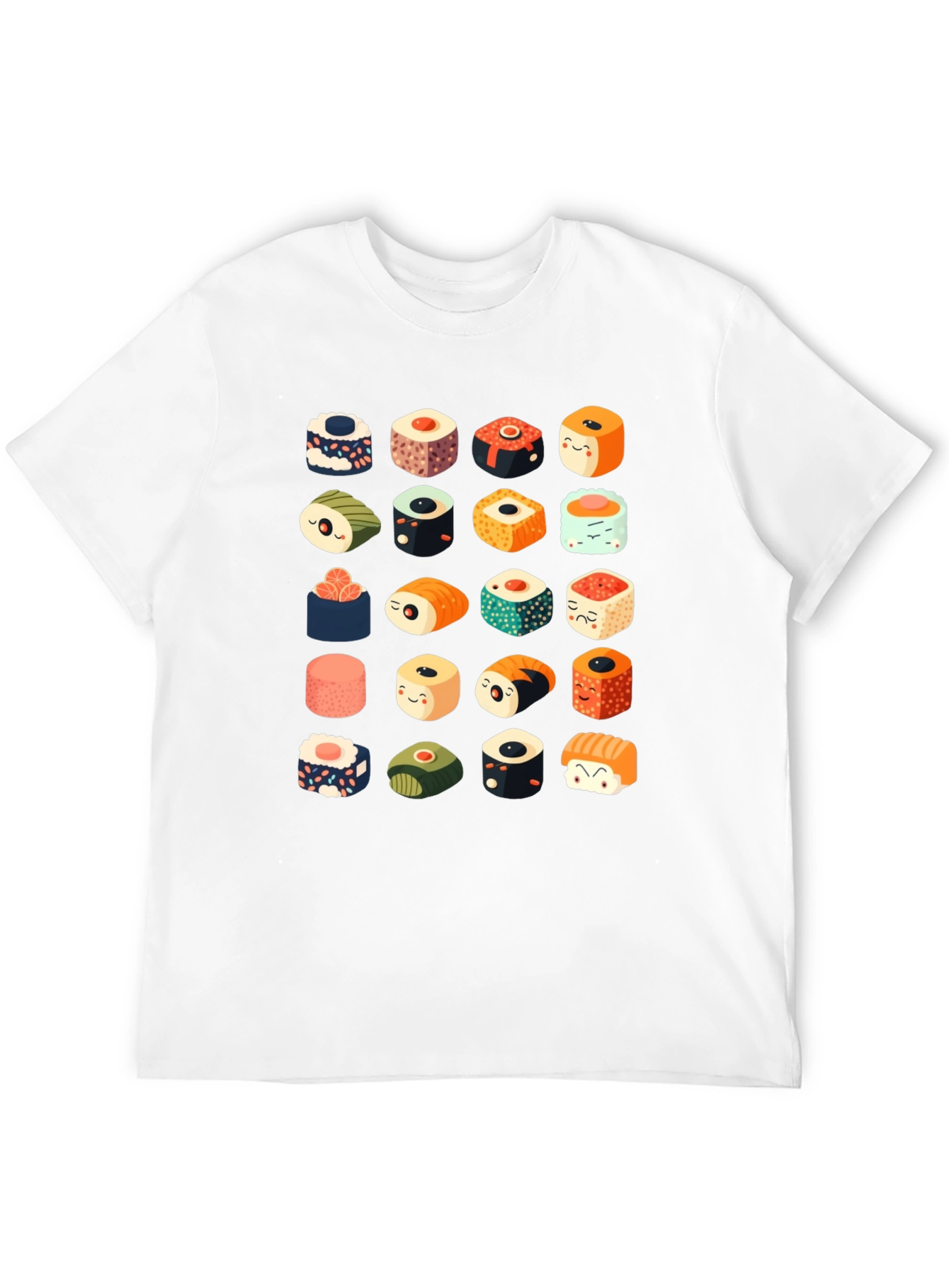 Sushi Pattern Black T-Shirt
