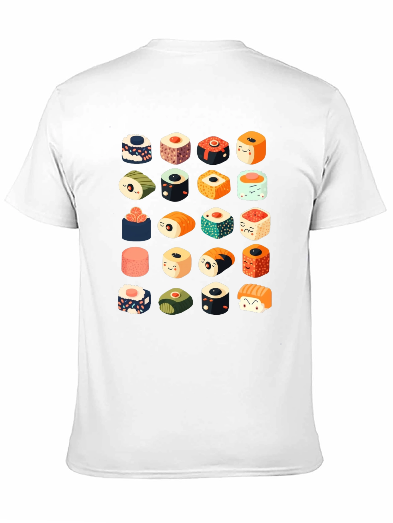 Sushi Pattern Black T-Shirt