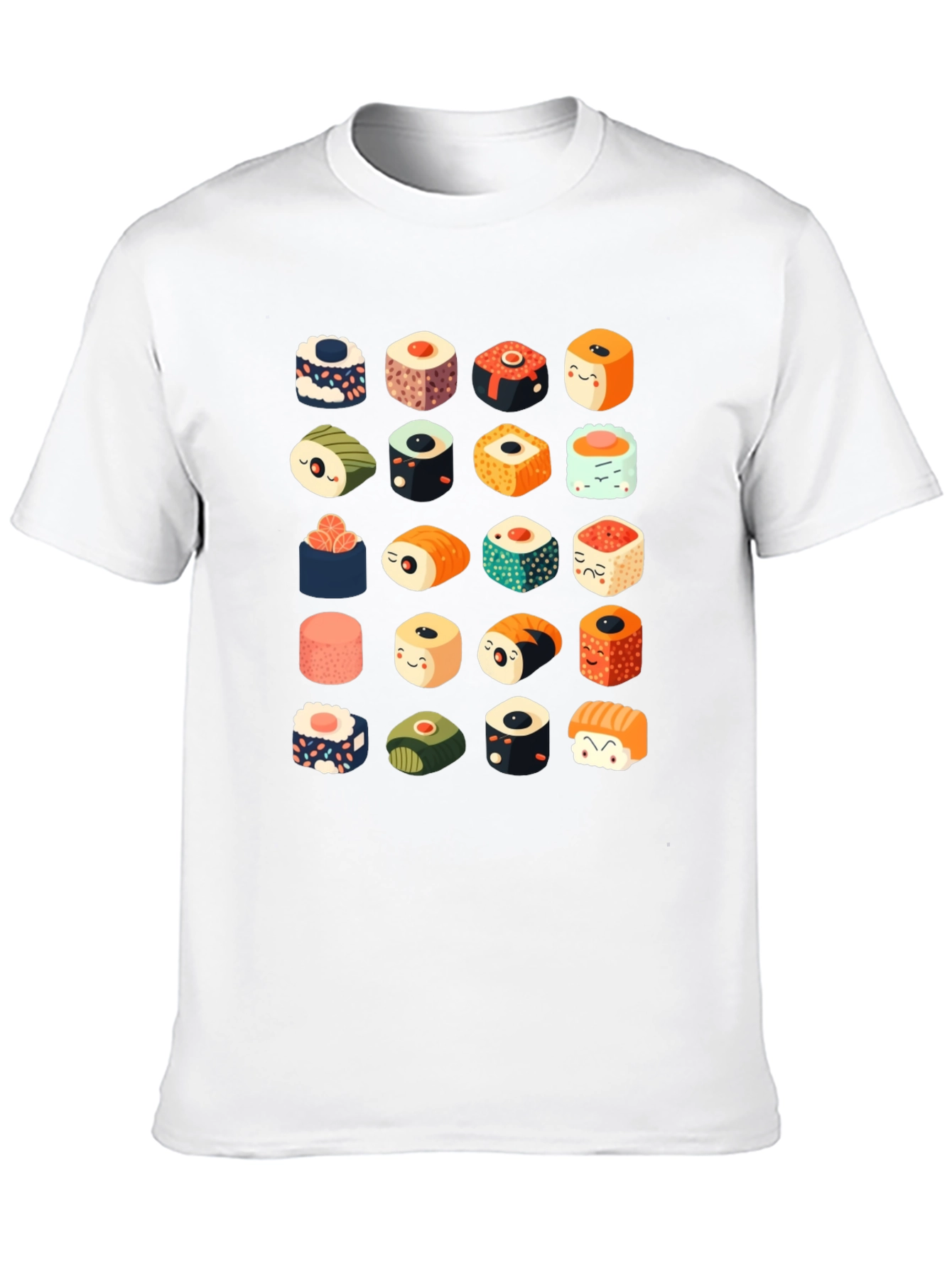 Sushi Pattern Black T-Shirt