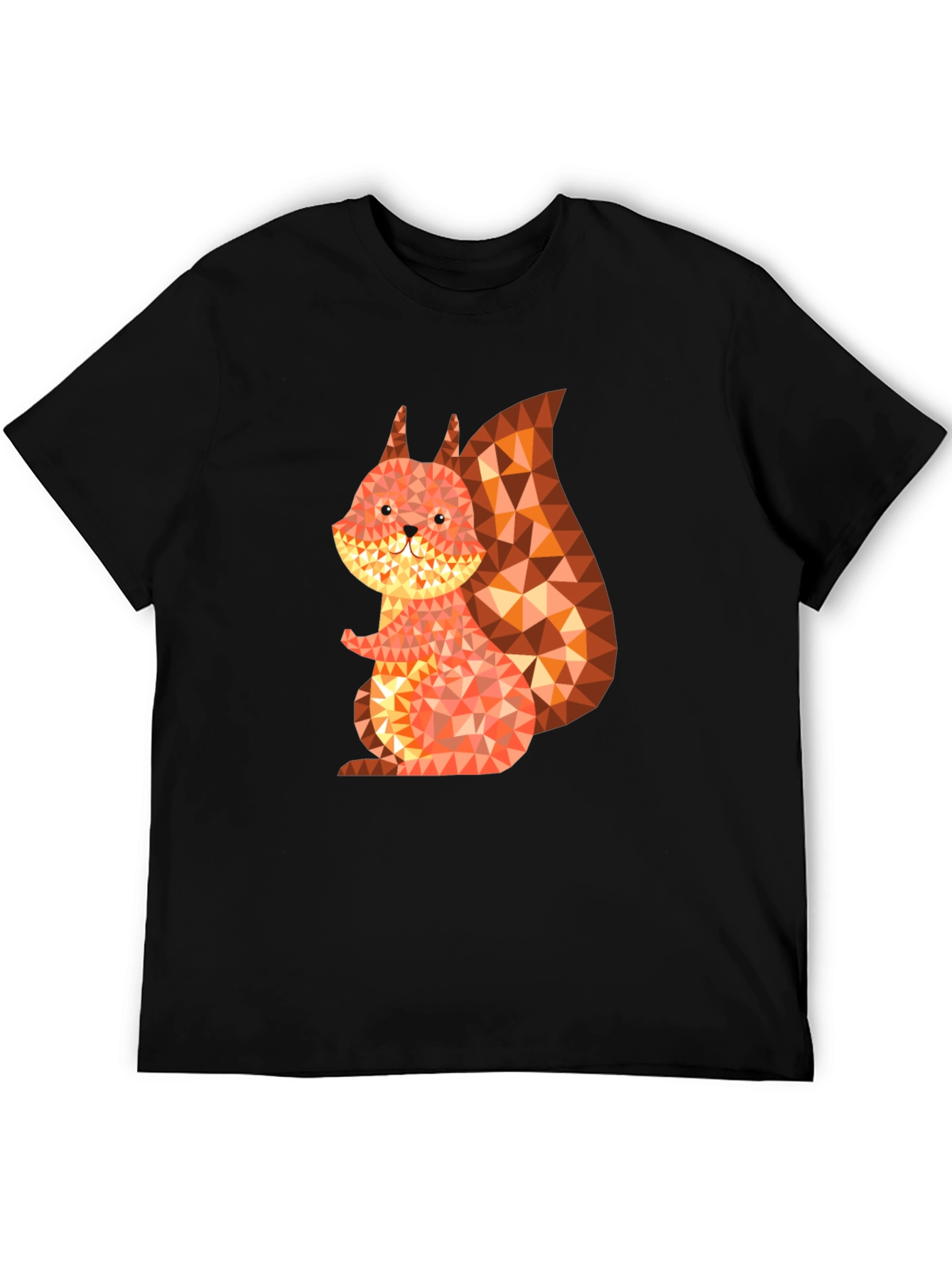 Geometric Squirrel Graphic Tee - Black