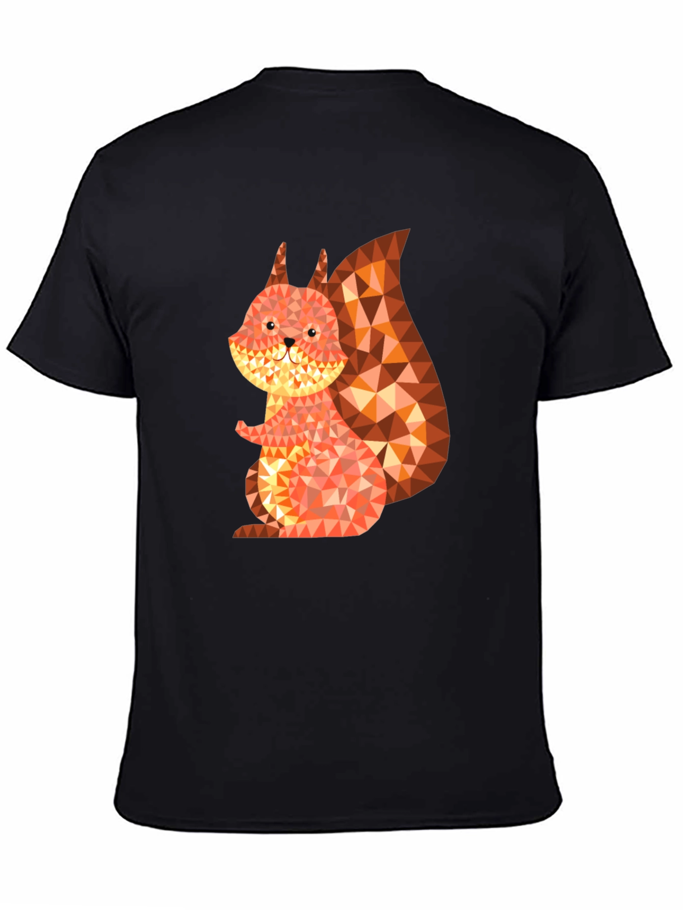 Geometric Squirrel Graphic Tee - Black