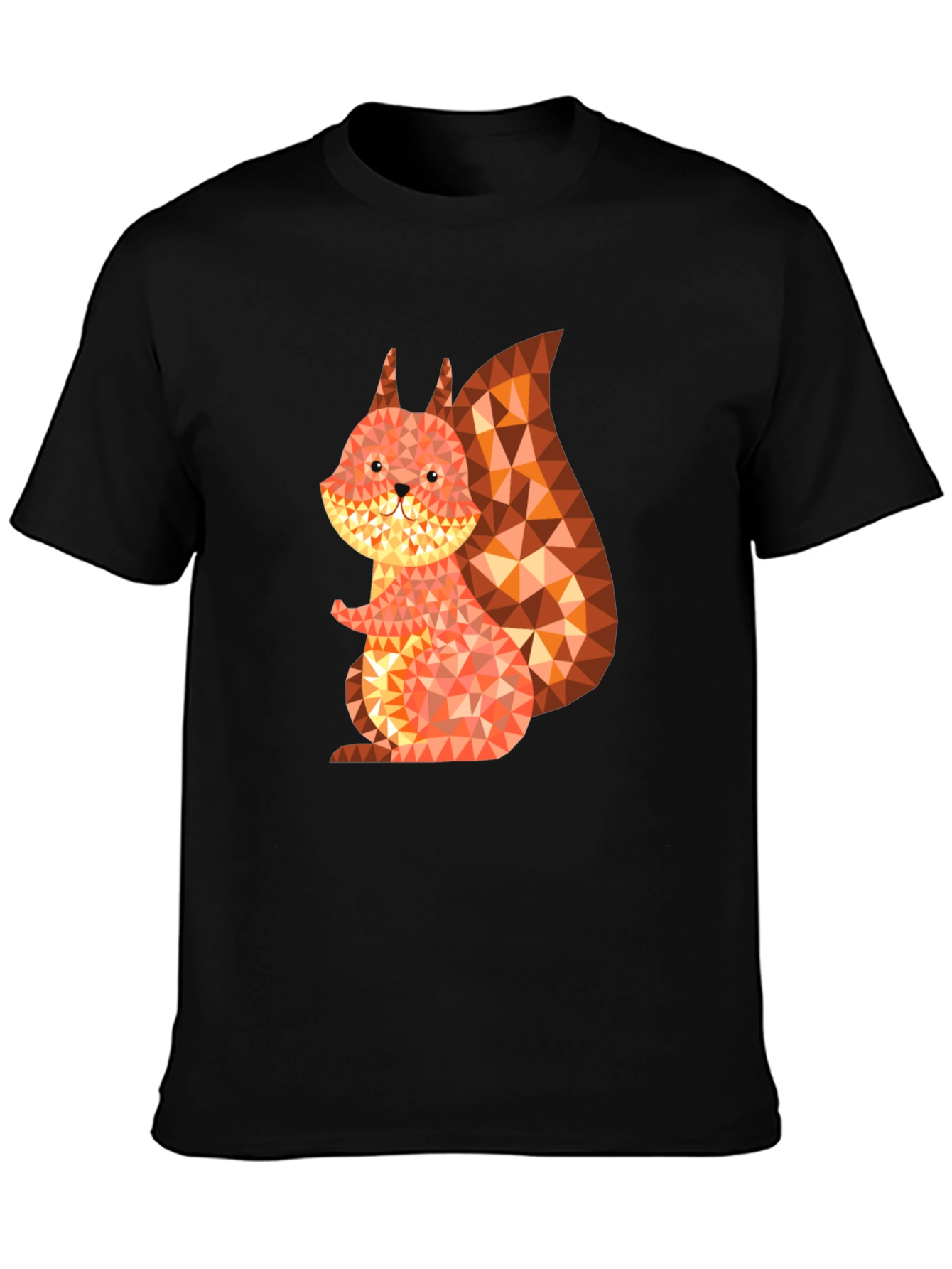 Geometric Squirrel Graphic Tee - Black