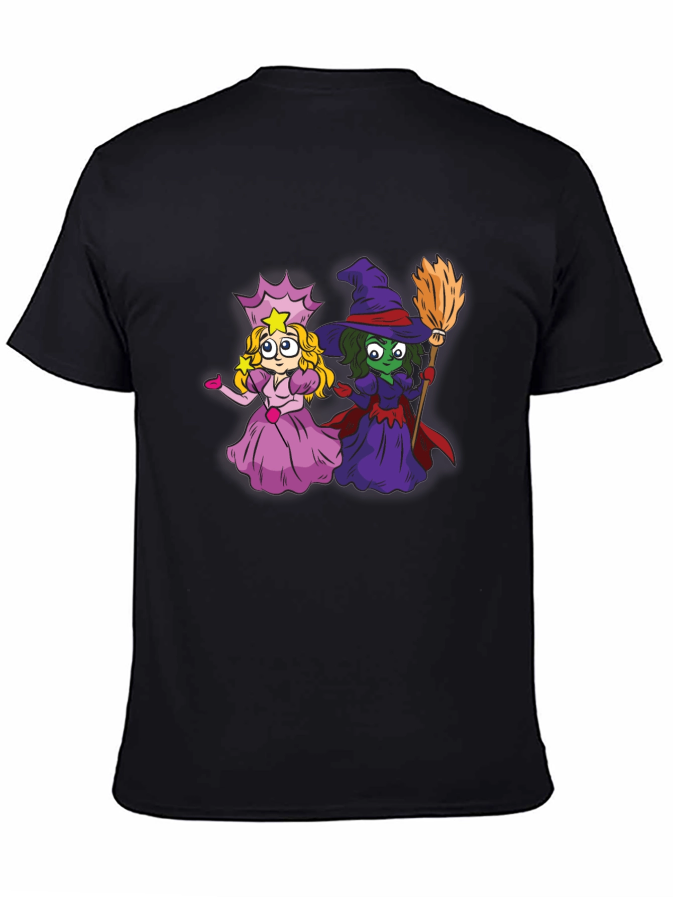 Witch & Princess Cartoon Graphic T-Shirt